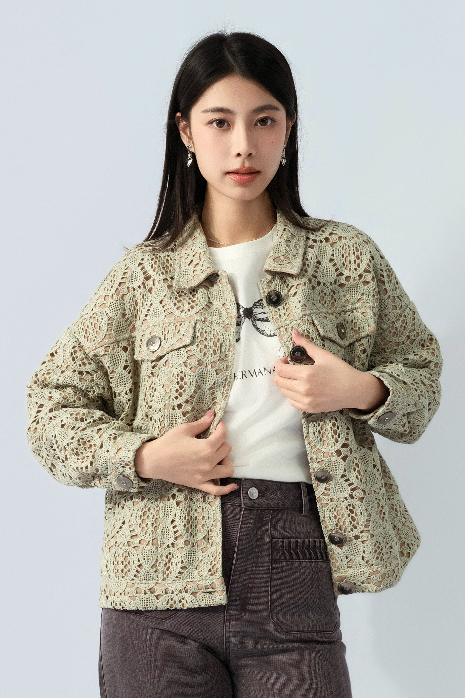 鉤花層疊牛仔外套（預購產品）