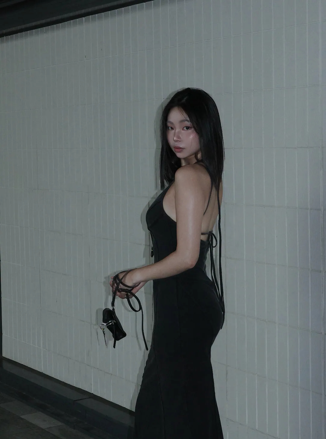【車庫服飾】SILVER NINE Thin-Strap Washed Fishtail Dress