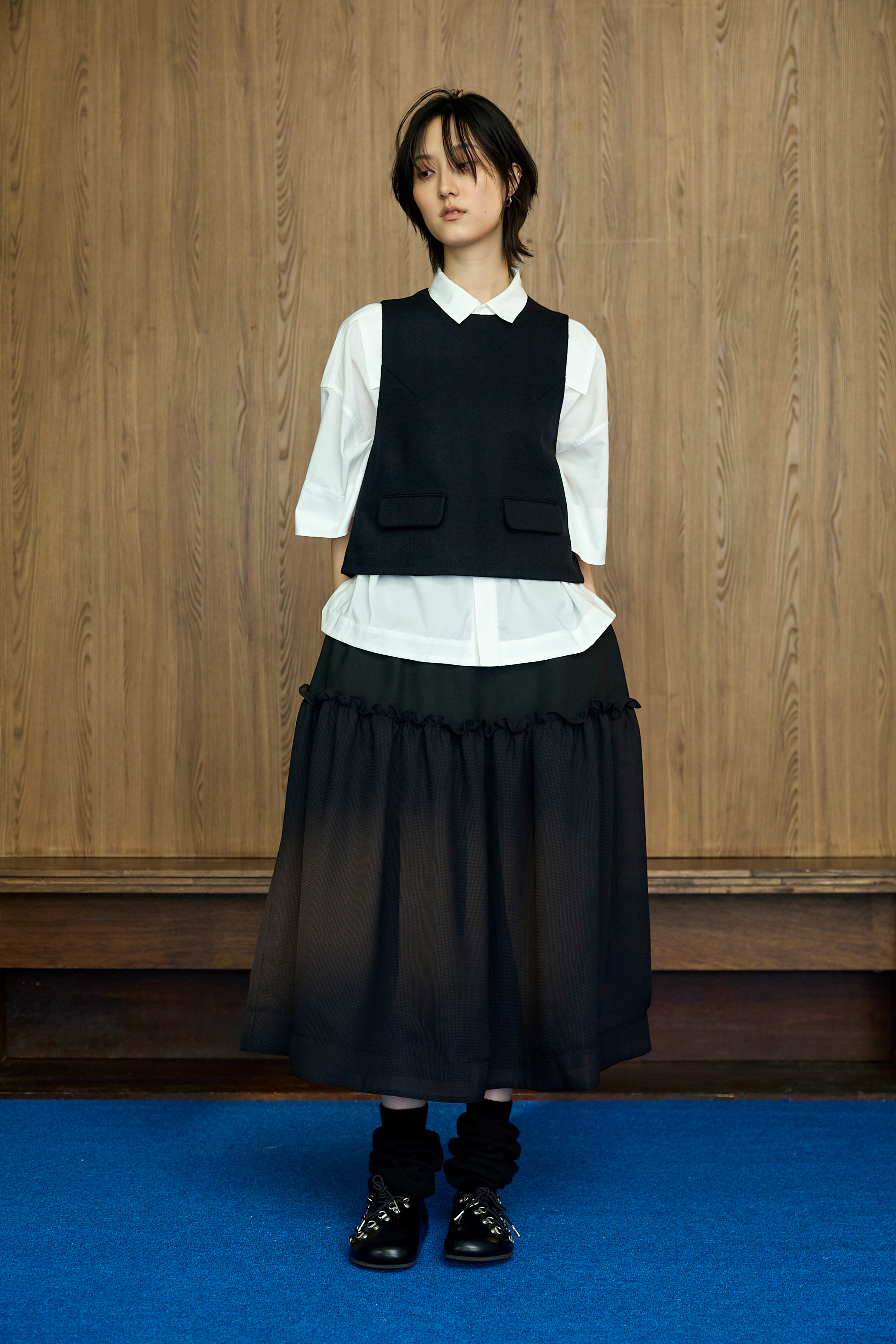 Ruffle Spliced A-Line Skirt