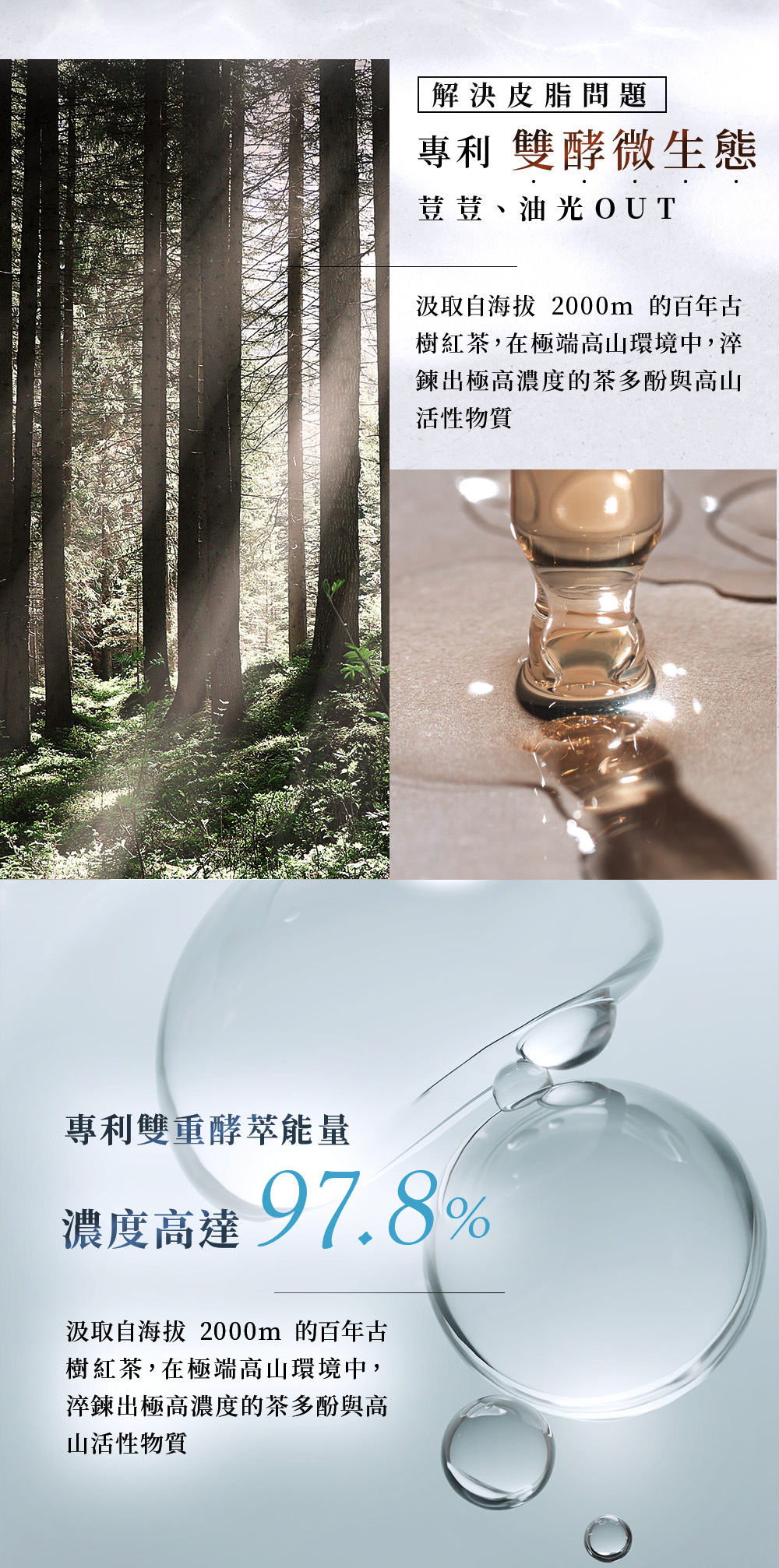 專利雙重酵萃取自海拔2000公尺百年古樹紅茶,富含茶多酚與高山活性成分