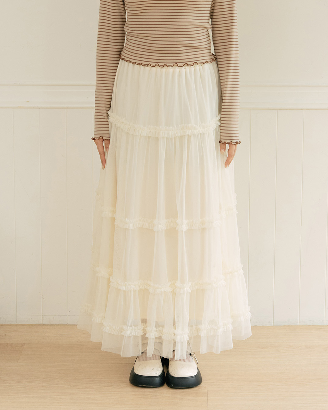 Multi-layered ruffled tulle cake dress - apricot【03021784】in stock+pre-order