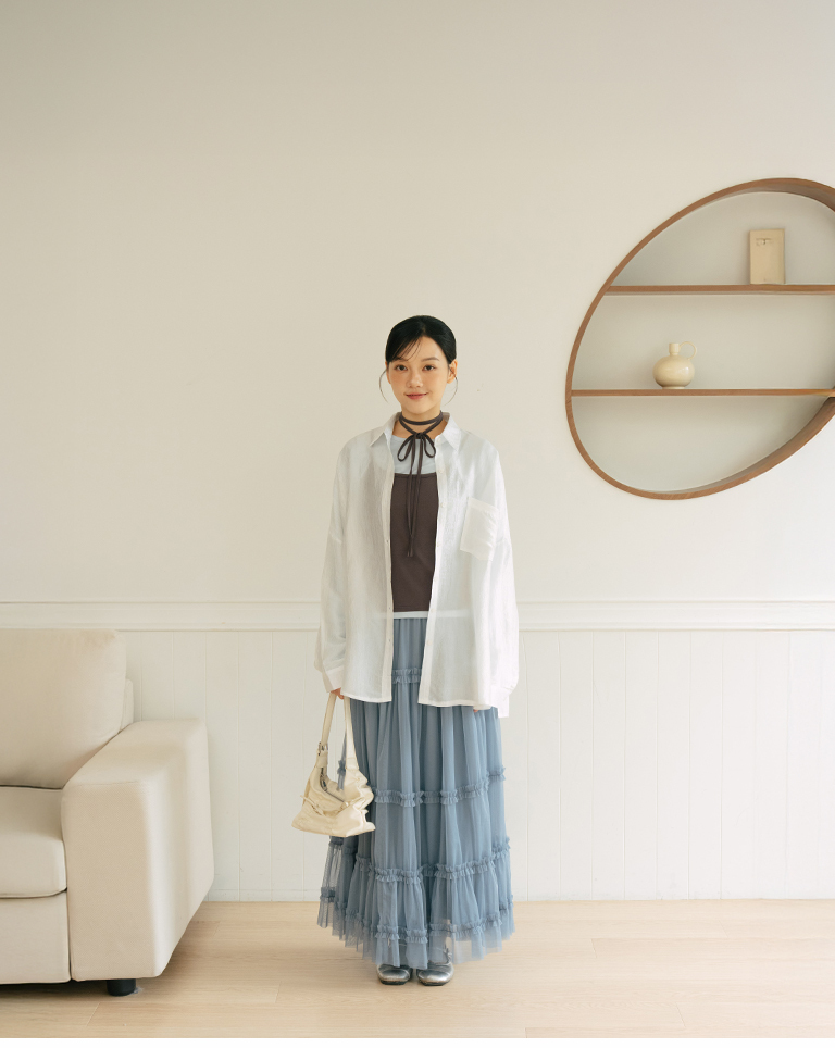 Multi-layered ruffled tulle cake dress - blue【03021785】in stock+pre-order