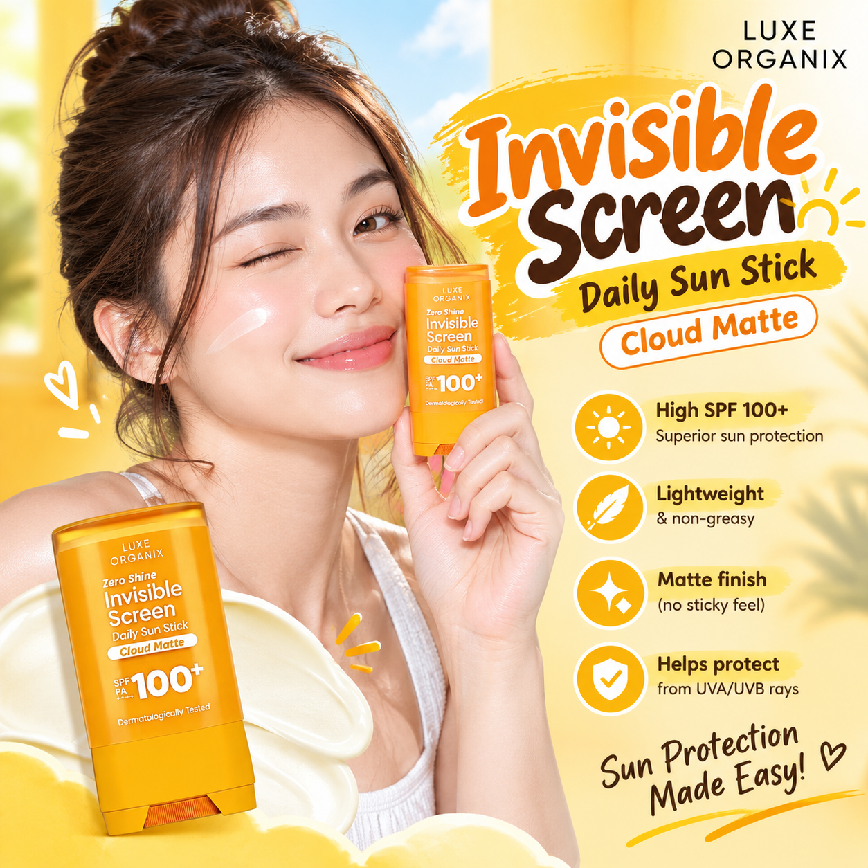 LUXE ORGANIX Invisible Screen Daily Sun Stick SPF 100+ 17g