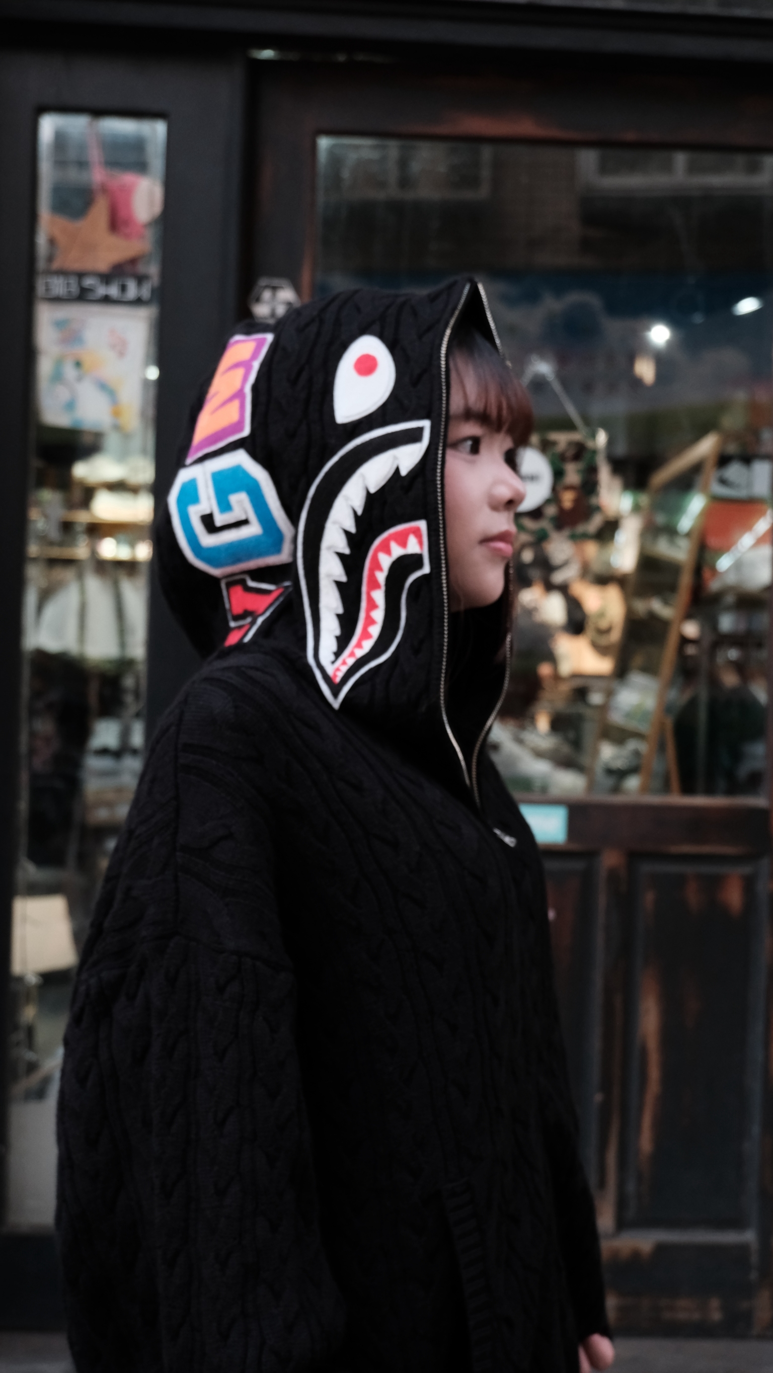 BAPE FW26 CABLE KNIT SHARK RELAXED FIT FULL ZIP HOODIE 麻花紋鯊魚針織外套 0ZXKNM303201R 1M80120303