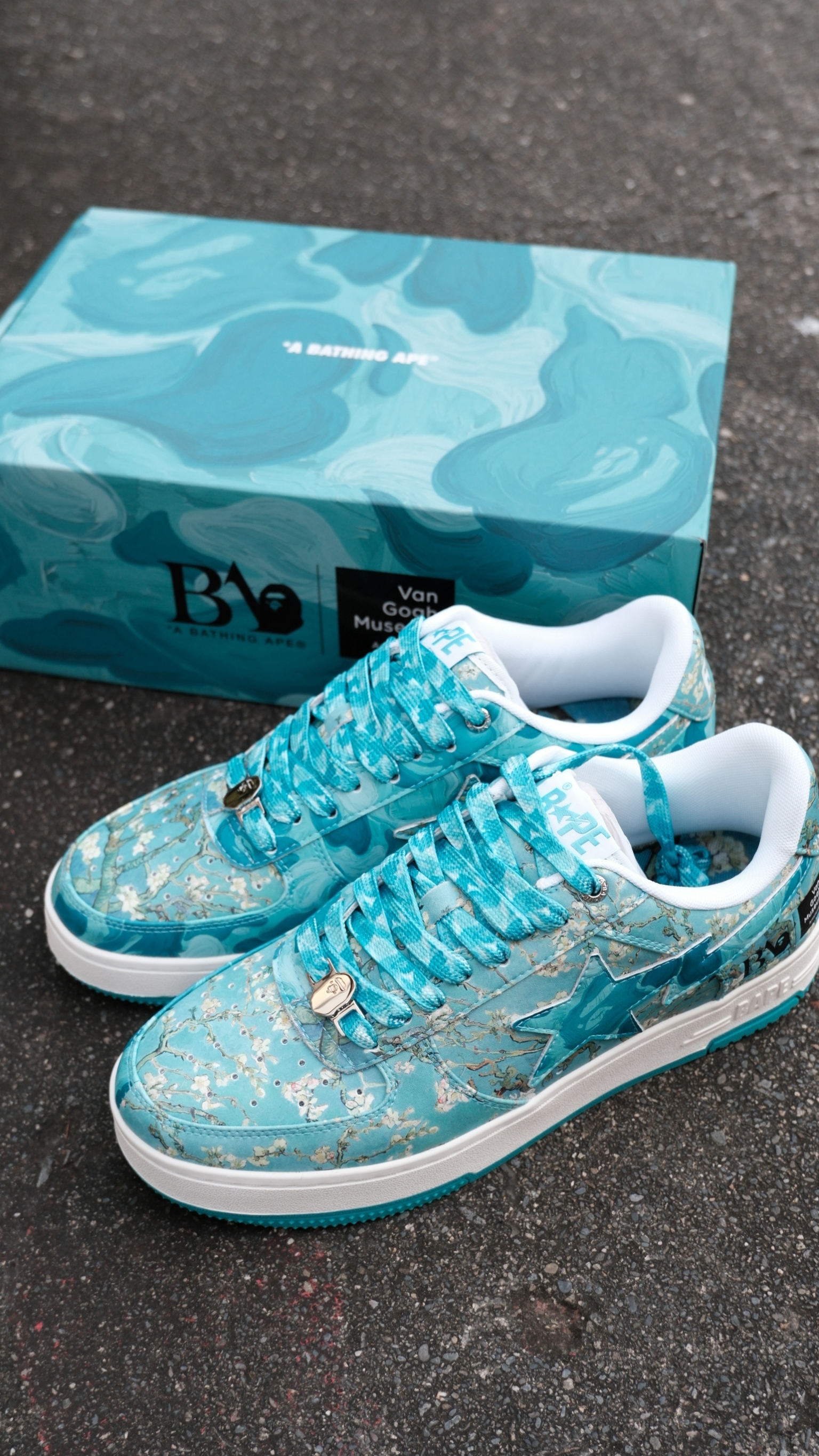BAPE STA 梵谷聯名 盛開的杏花油畫迷彩 板鞋 0ZXSHM923911Q