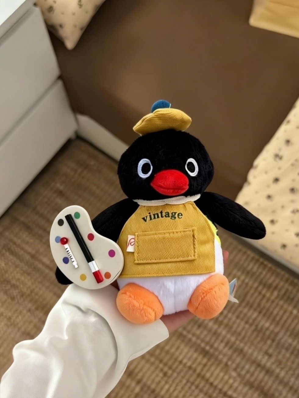 正版授權 PINGU 企鵝家族 小畫家 毛絨 吊飾