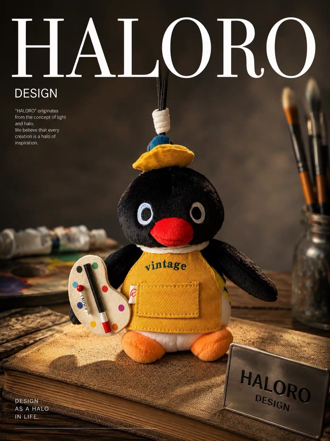 正版授權 PINGU 企鵝家族 小畫家 毛絨 吊飾