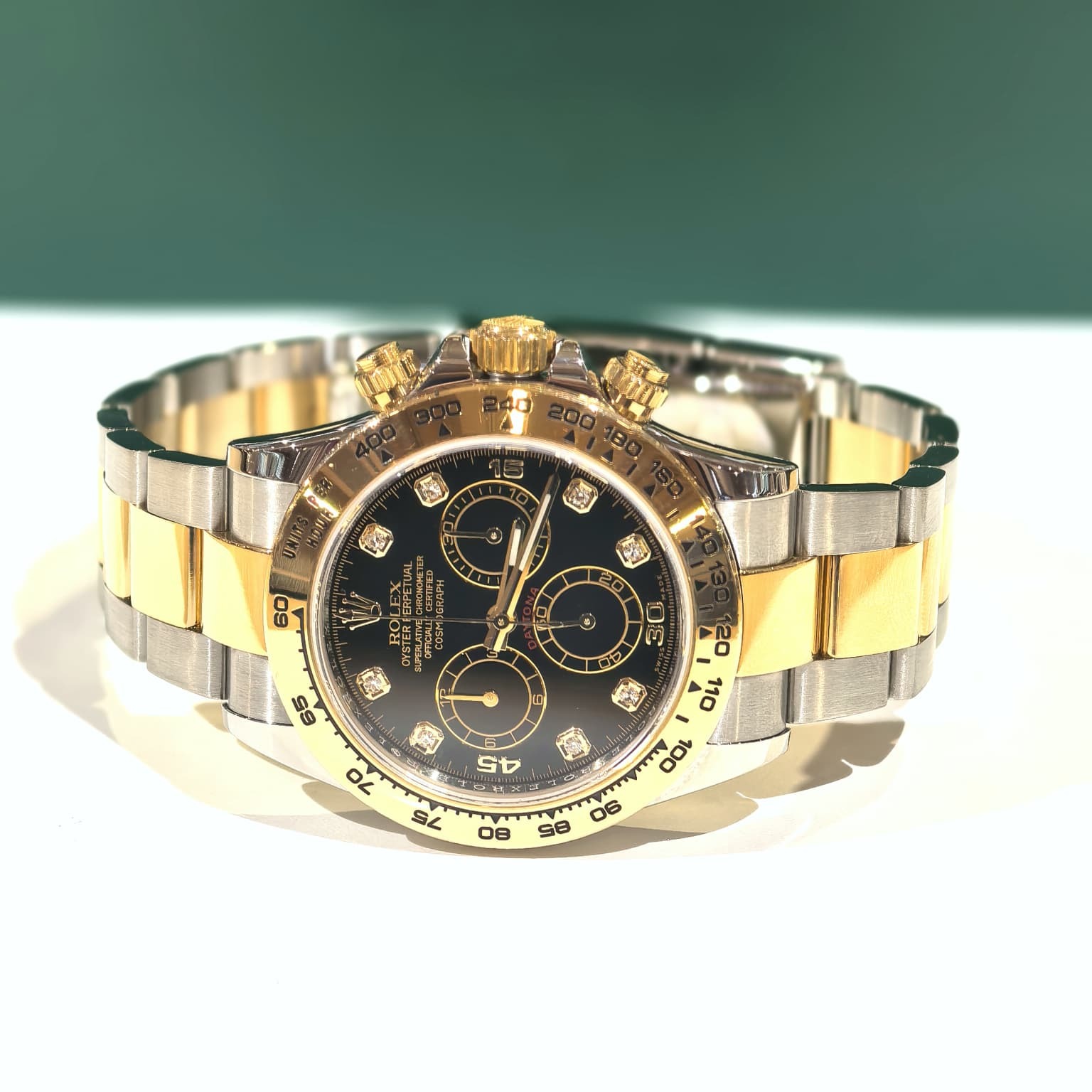 收藏陳列品!!! ROLEX DAYTONA, 116503, 18K金, GOLD/ STEEL ,黑面 鑽石字, #勞力士手錶 #香榭站正品
