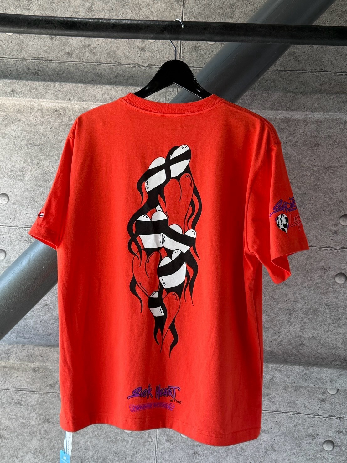 Chrome Hearts x Matty Boy Limited Edition Collaboration: Flame Heart Graffiti Goethe Cross Red Short-Sleeve T-Shirt