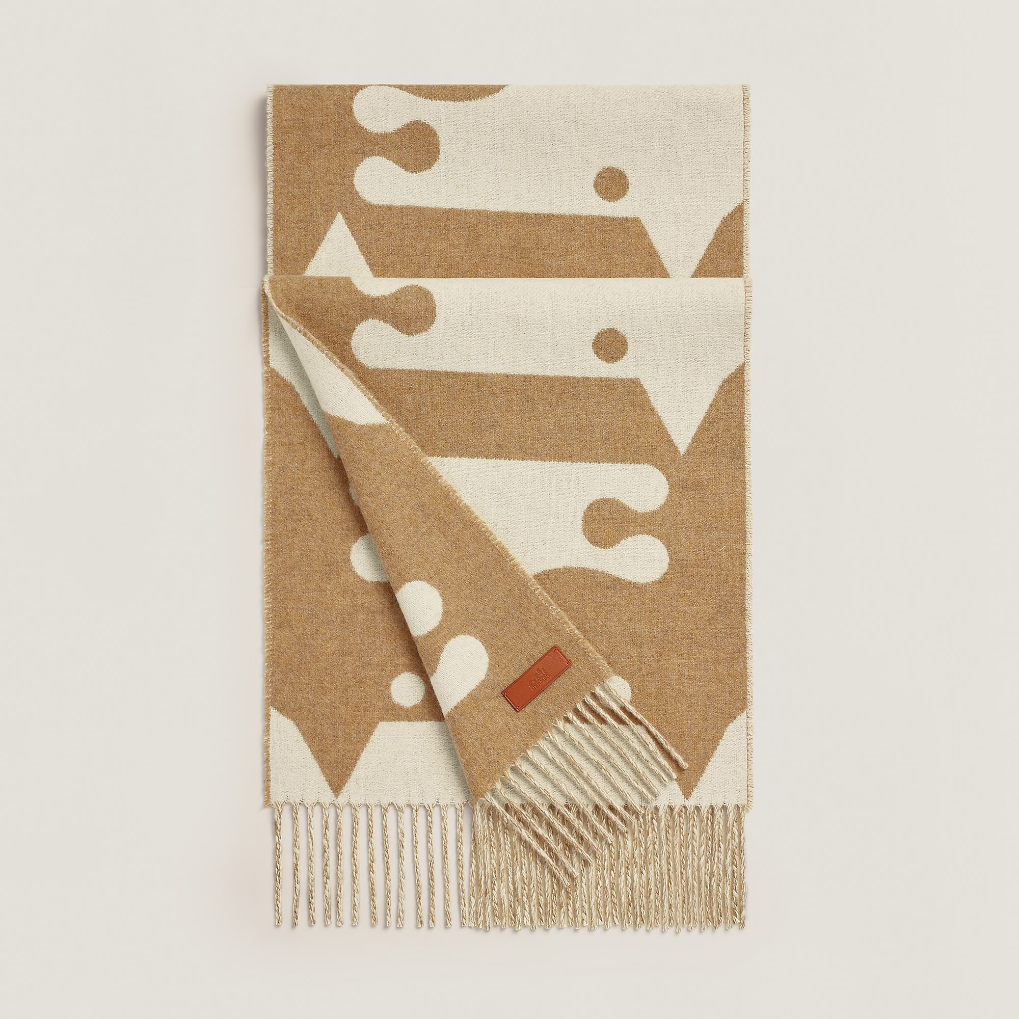 Petite Casaque Parthenon scarf Ivoire / Camel Chiné