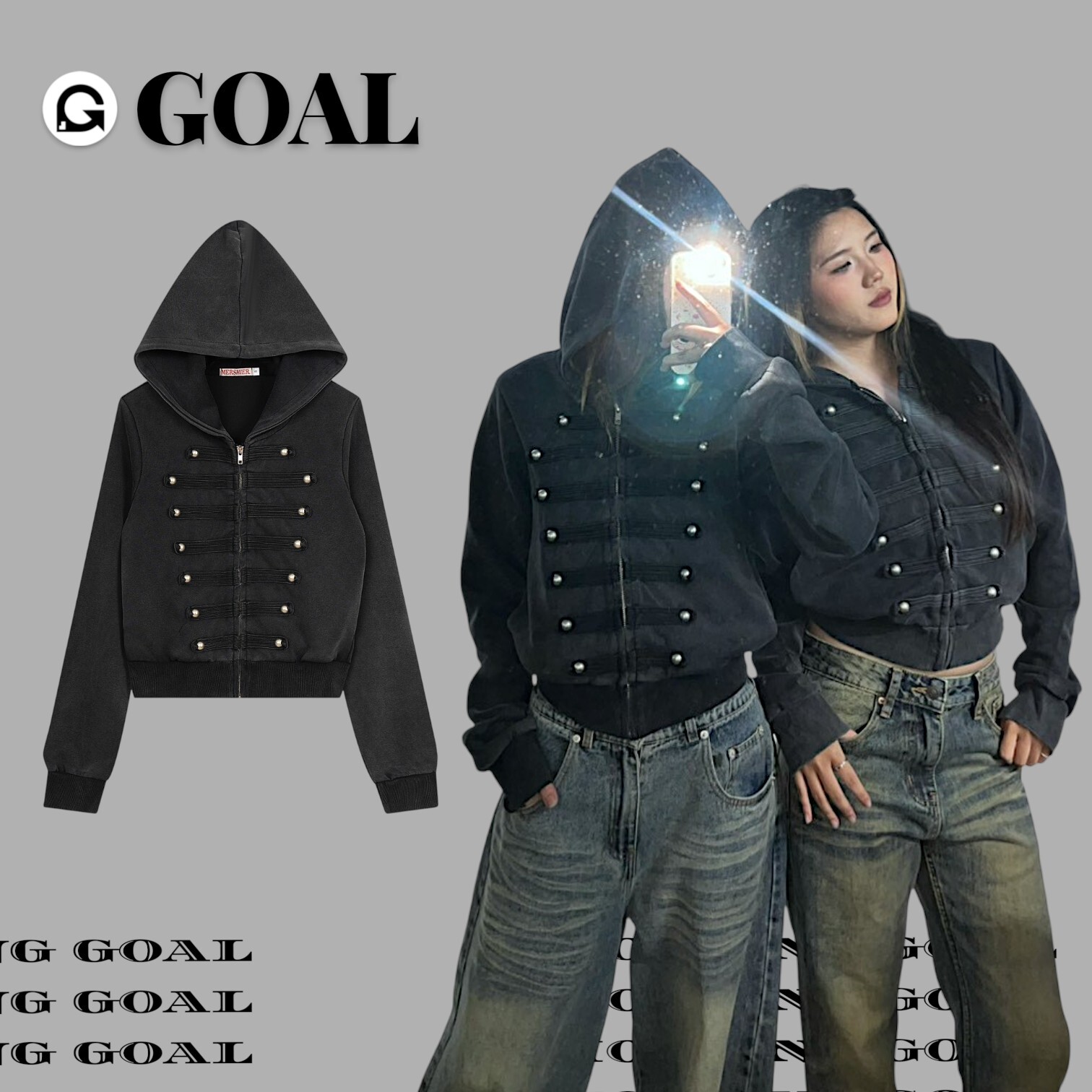 (GOAL) 美式拿破崙水洗連帽外套 8966