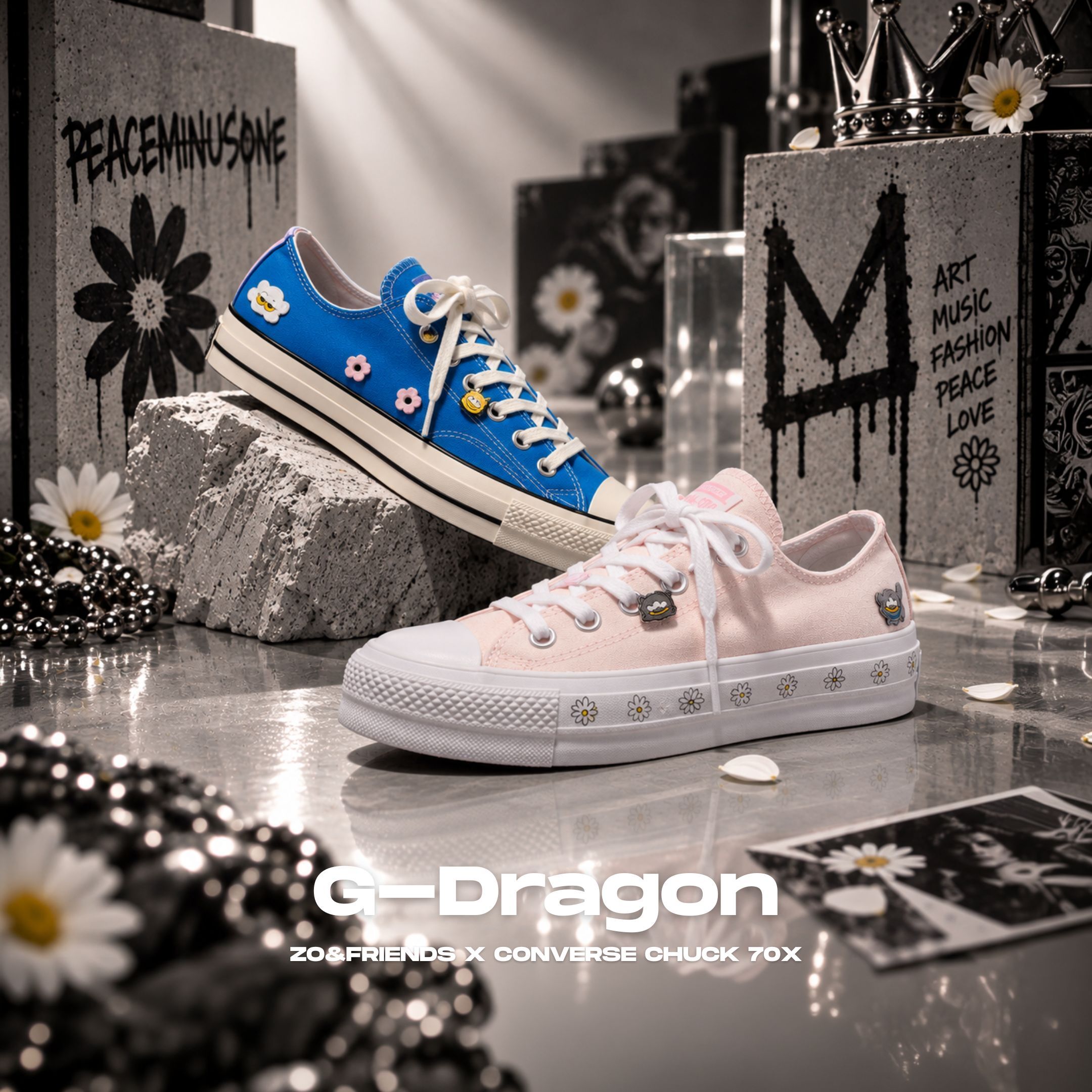 NICEDAY 代購 ZO&FRIENDS X CONVERSE CHUCK 70X  聯名款 G-DRAGON GD 權志龍 貓咪 ZOA 寶藍 低筒 男女鞋 A24288C