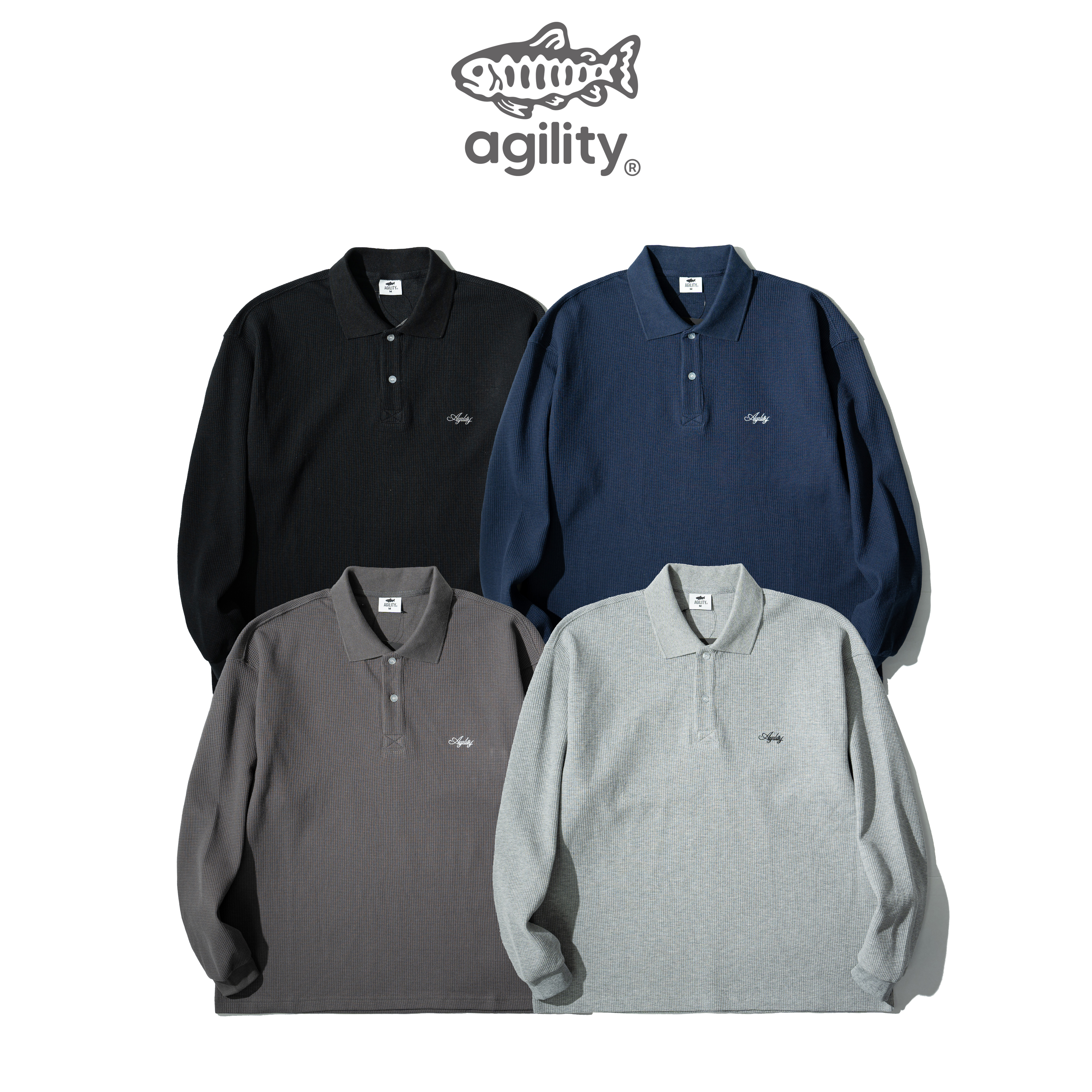 AGILITY Waffle Polo LS Shirt 華夫格 草寫刺繡 長袖Polo衫 [WFL-26]
