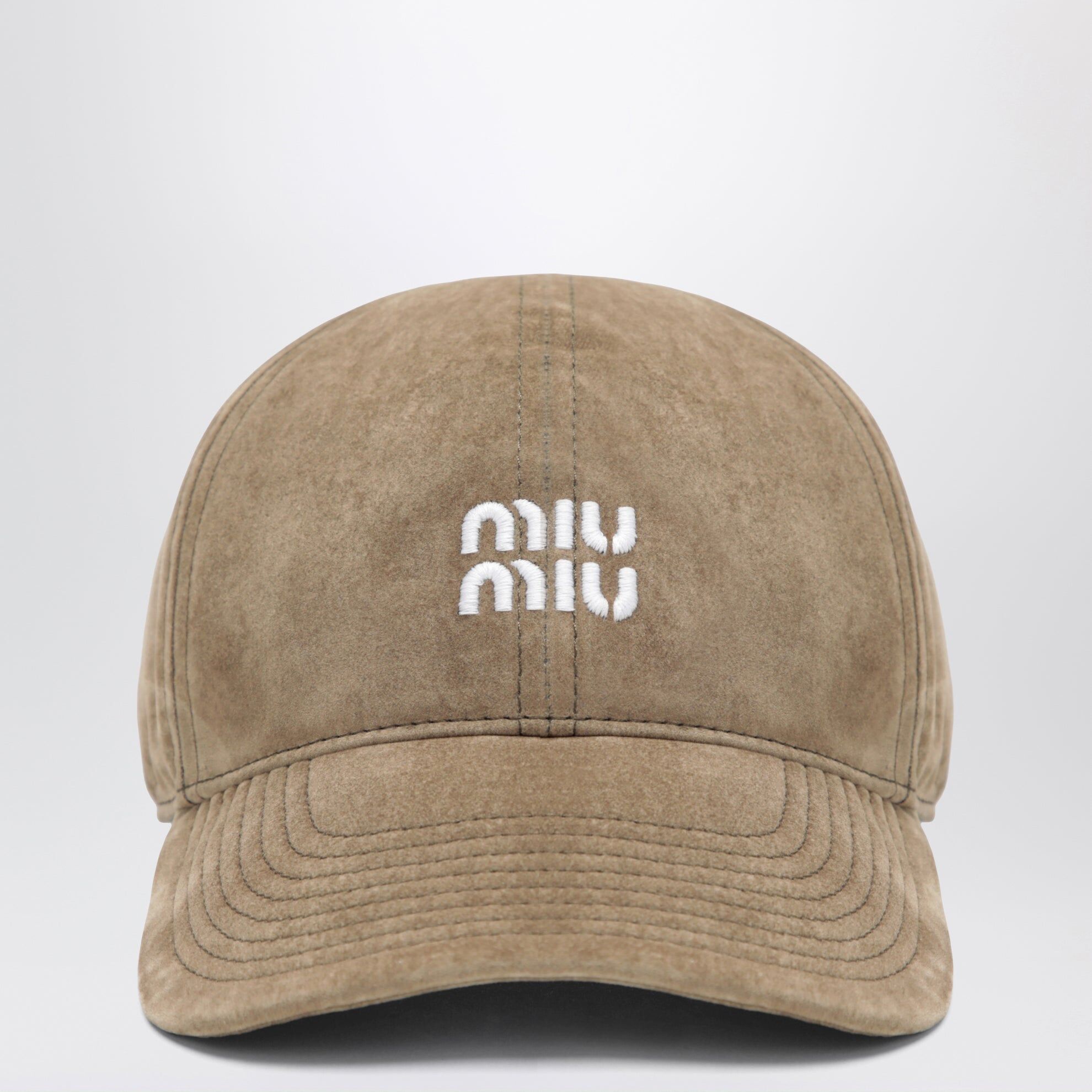 1FF0918-141 [MIU MIU] 天鵝絨棒球帽 沙色/黑色 #5HC3692CUA (EU)