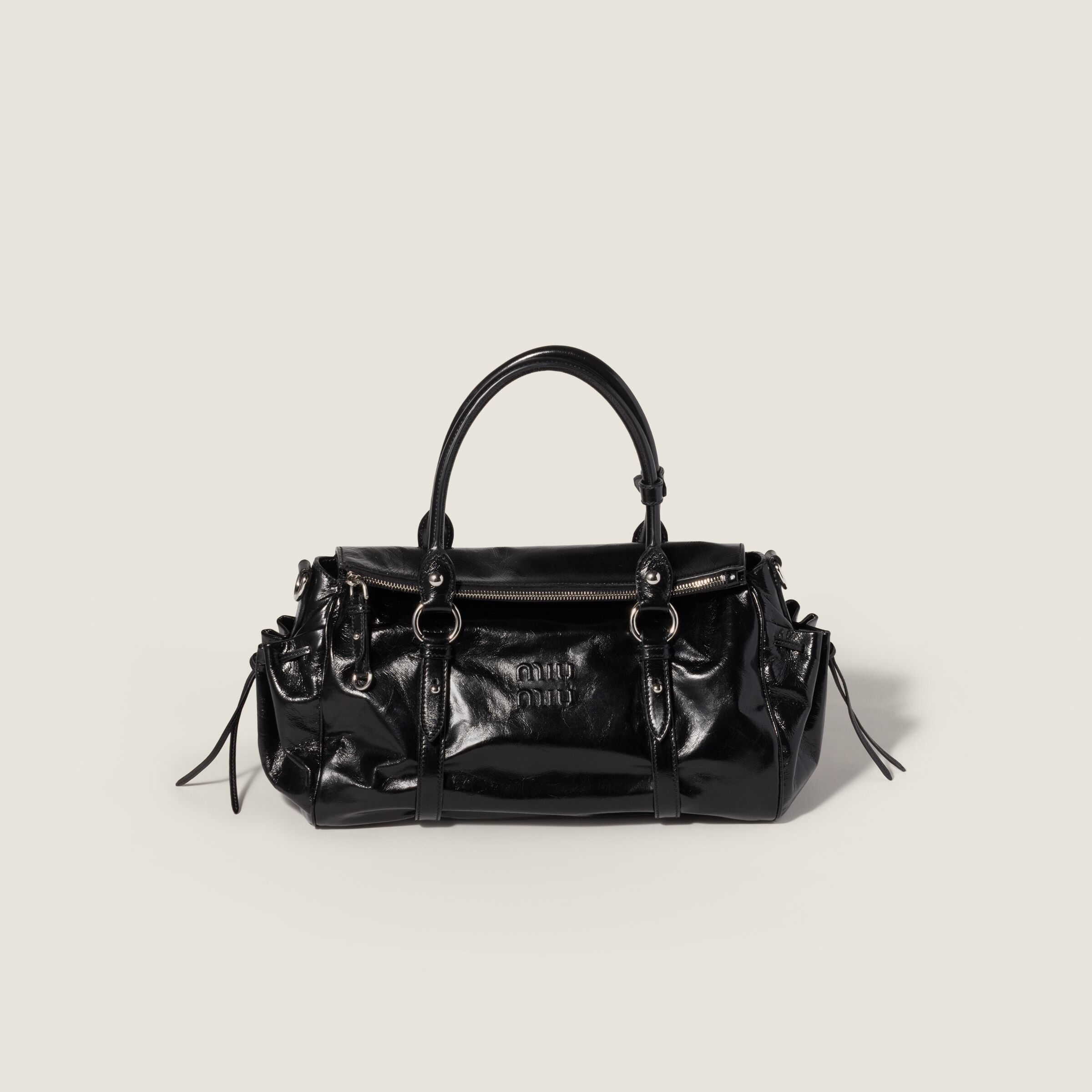 1FF0918-144 [MIU MIU] Glacé 皮革托特袋 黑色 #5BA328OOO2A44 (EU)