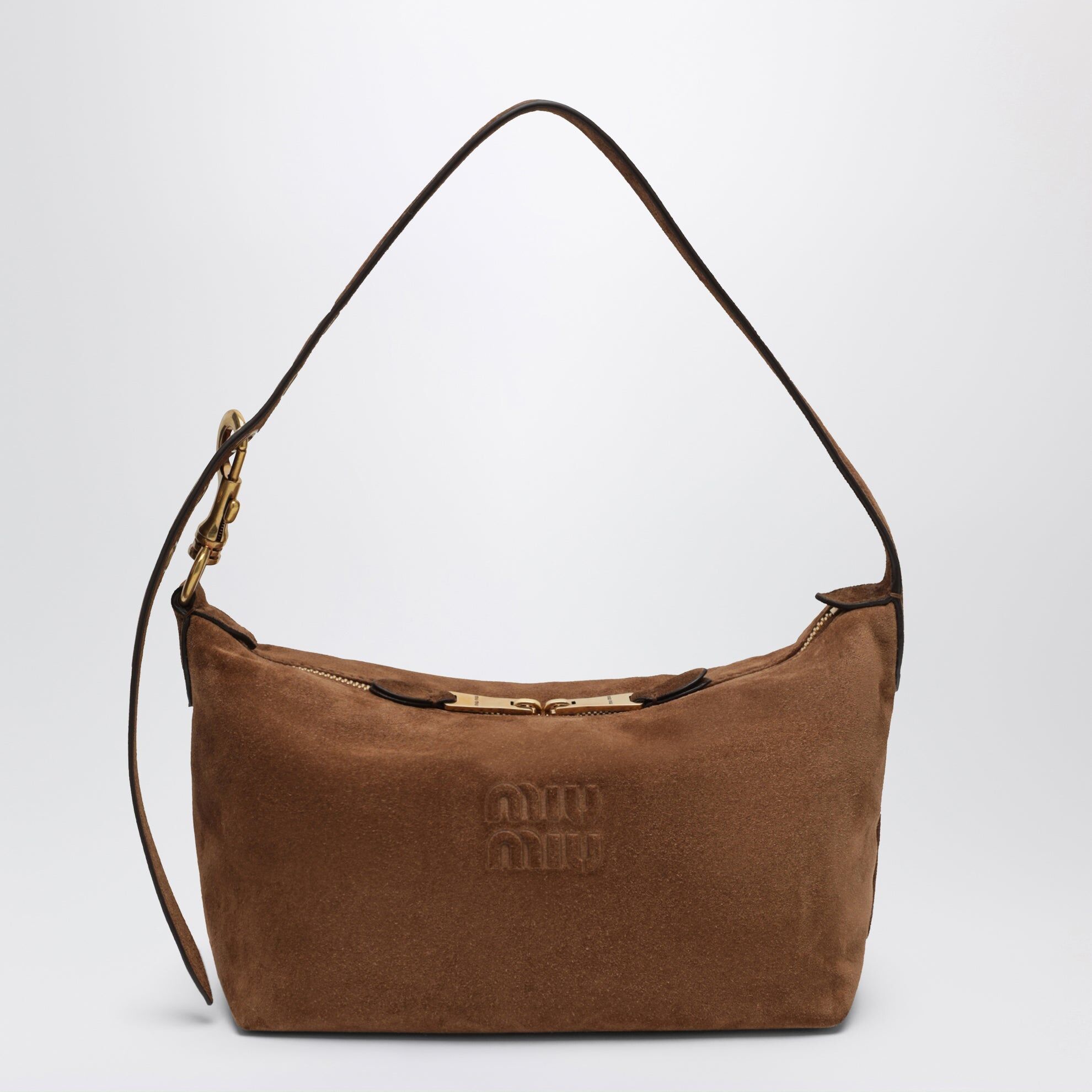 1FF0918-159 [MIU MIU] 麂皮保齡球袋 可可色 #5BC216OOO2CSS (EU)