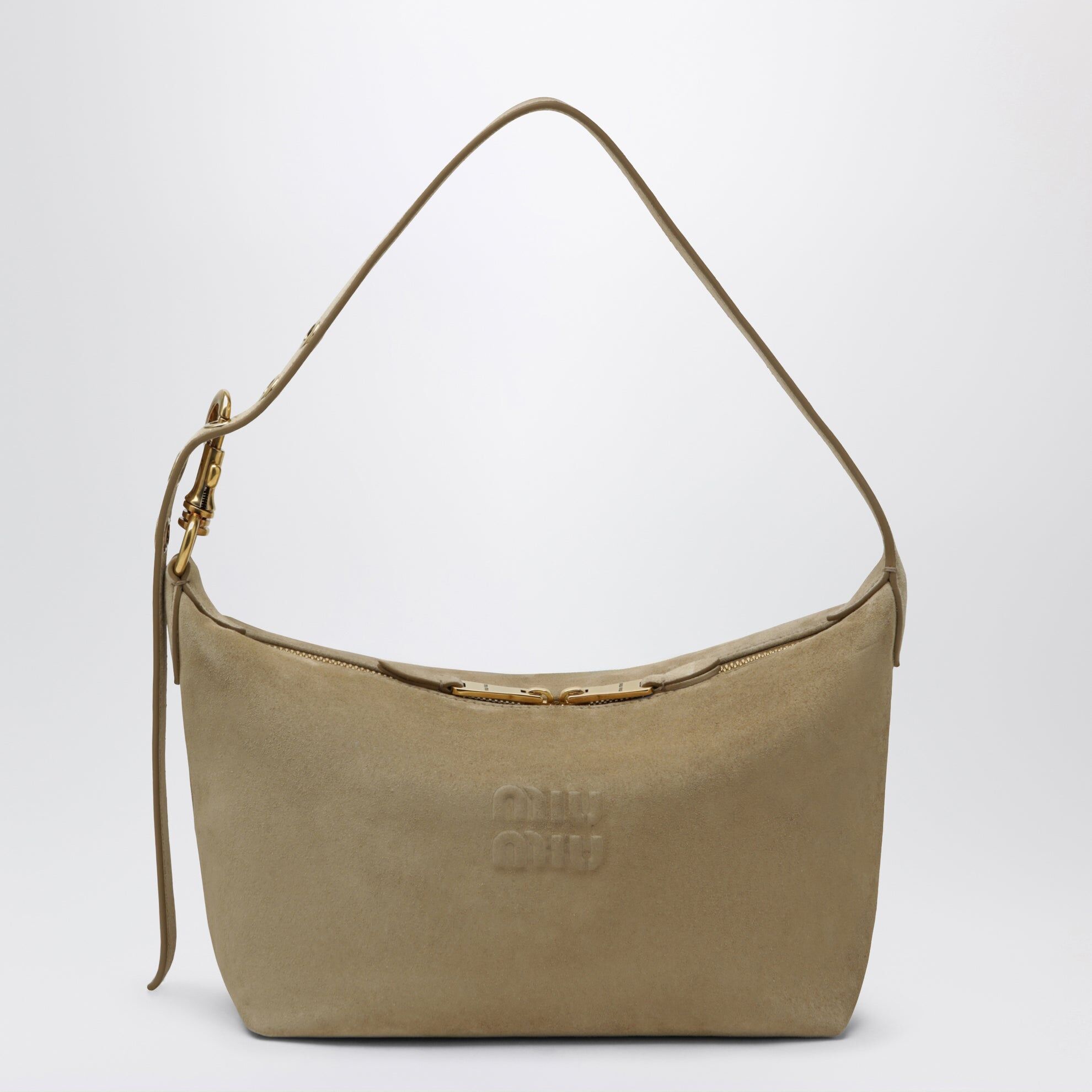 1FF0918-160 [MIU MIU] 麂皮保齡球袋 米白色 #5BC216OOO2CSS (EU)