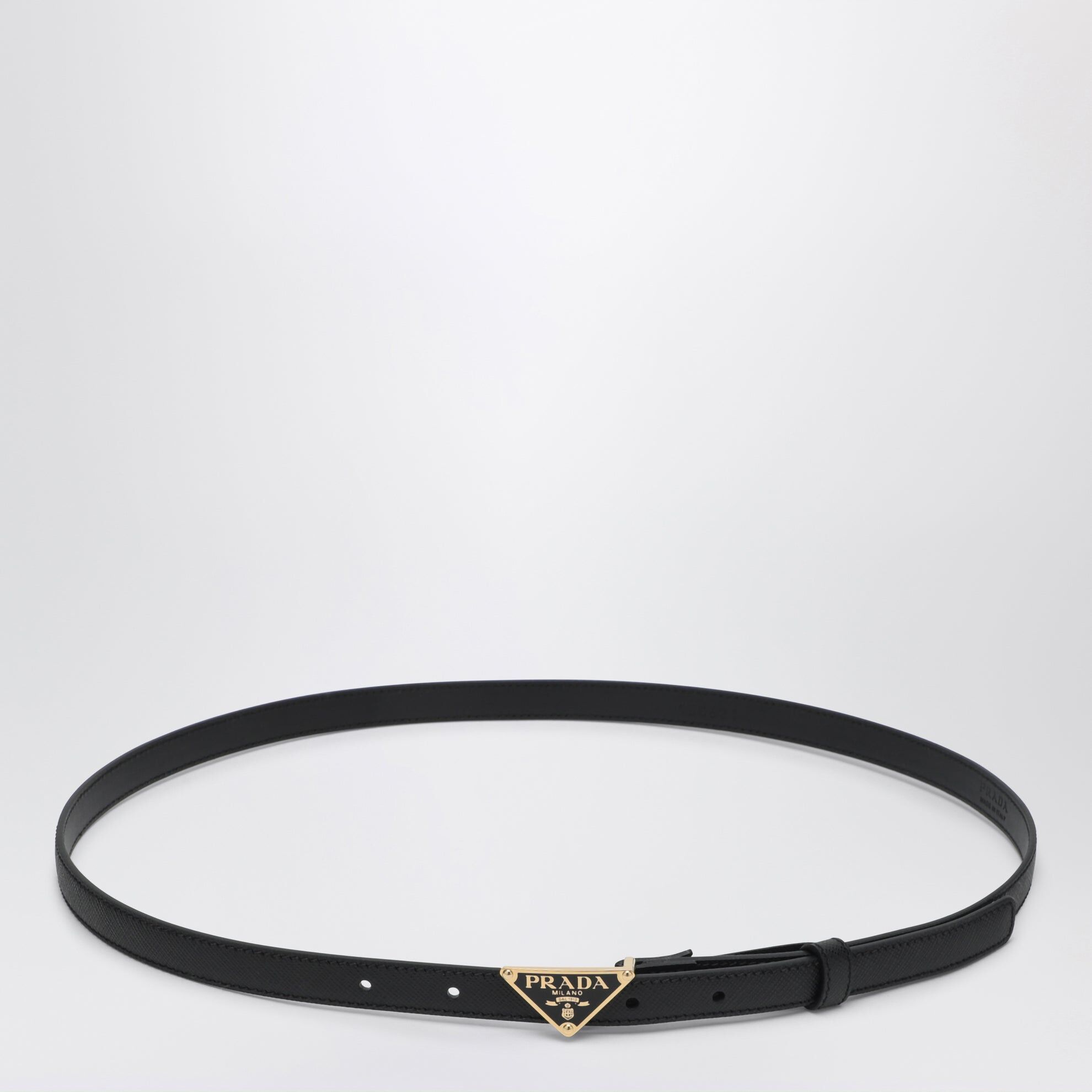 1FF0918-217 [PRADA] Saffiano 皮革腰帶 黑色 #1CC621053 (EU)