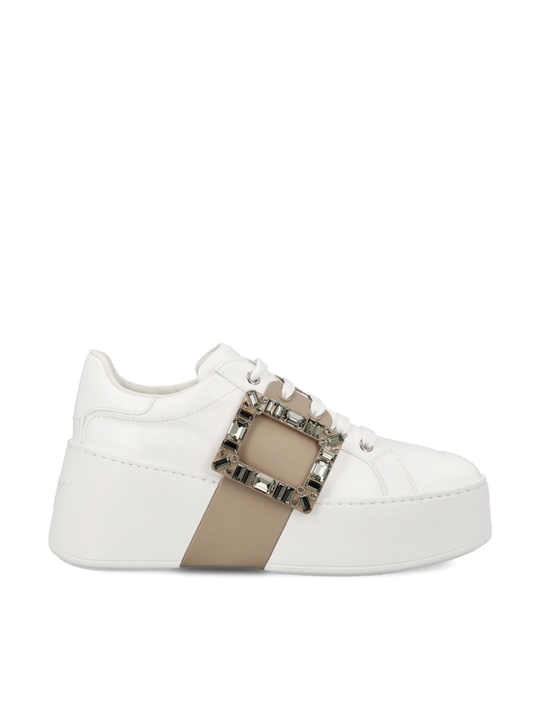 1FF0918-252 [ROGER VIVIER] Viv' Skate 漆皮運動鞋 白色/米色 #RVW73729110LXQ (EU)