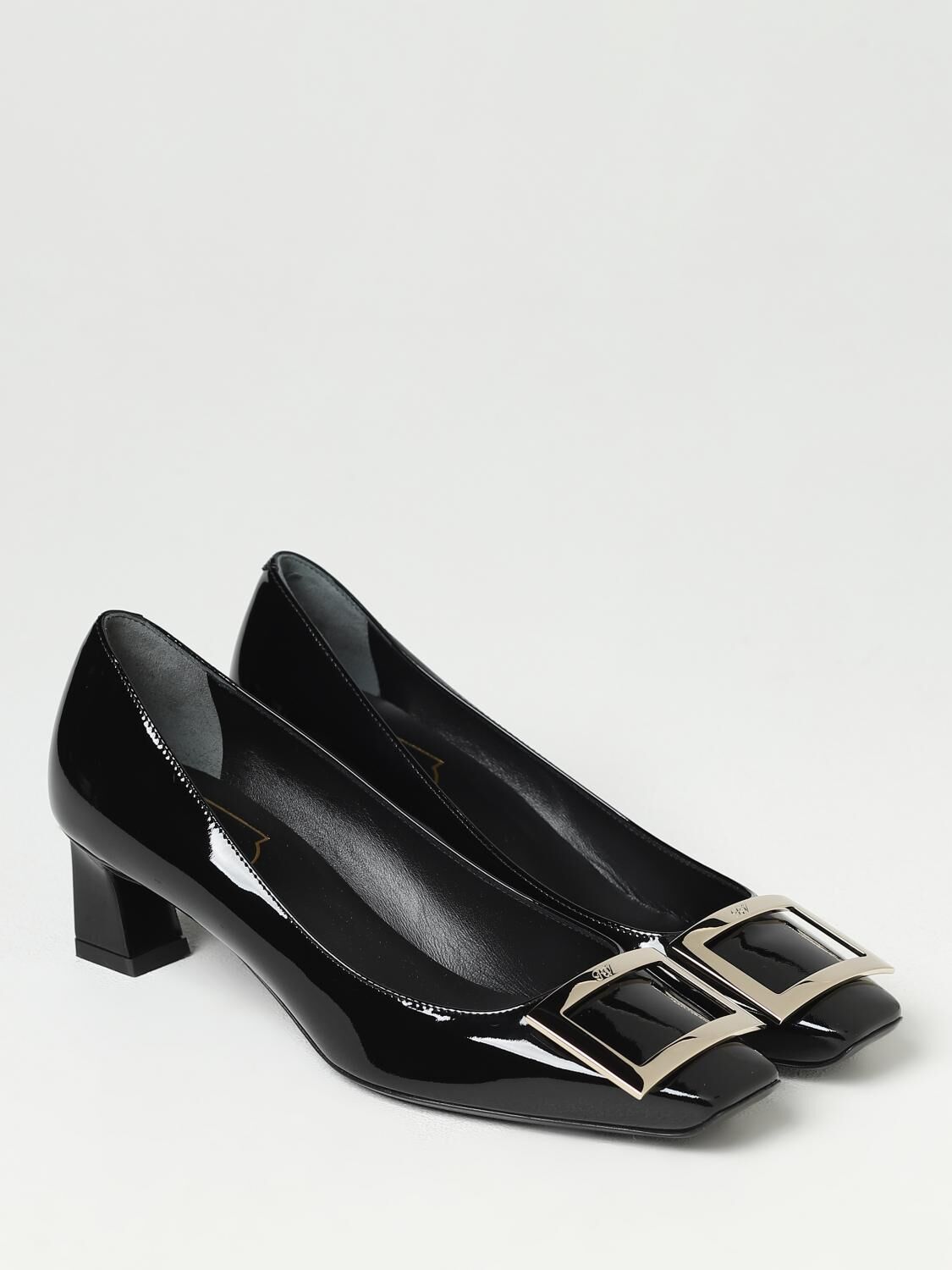 1FF0918-244 [ROGER VIVIER] Belle Vivier Trompette 漆皮高跟鞋 黑色 #RVW44815280D1P (EU)