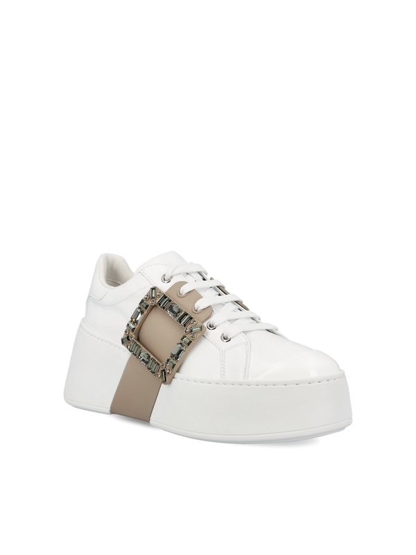 1FF0918-252 [ROGER VIVIER] Viv' Skate 漆皮運動鞋 白色/米色 #RVW73729110LXQ (EU)