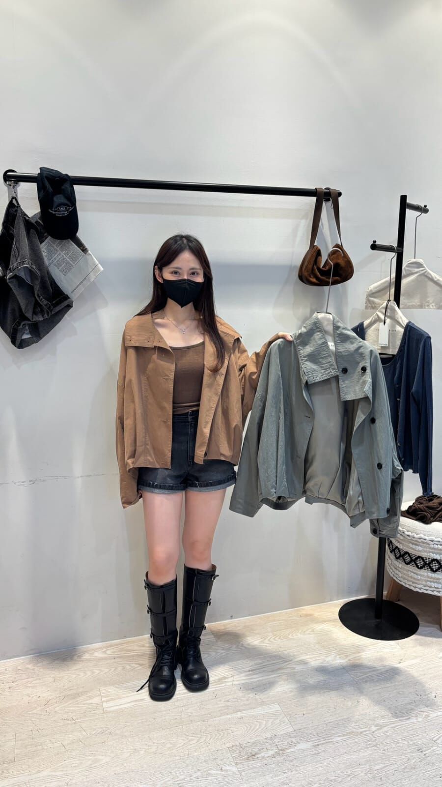 CP7102 時髦的打摺短風衣