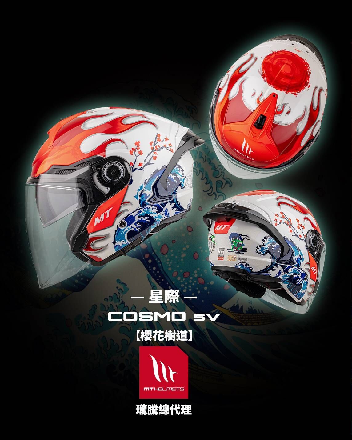 MT Helmet COSMO SV 彩繪 櫻樹花道 3/4罩 安全帽 亞版
