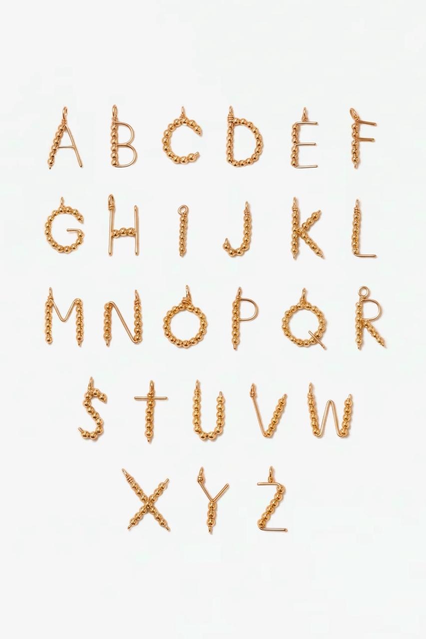 1YA0915-298 [YAY PARIS] Woven Letter 字母吊墜 金色 #901pdlemy100 (EU)