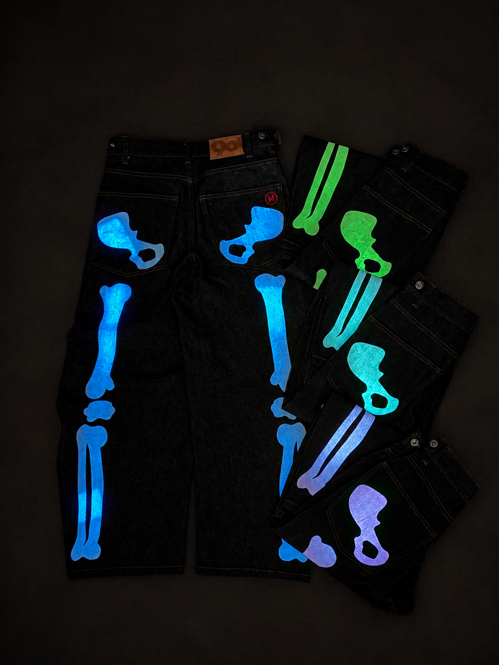 2026AW 9090 Bone Hand Denim Pants (Glow in the Dark) 骨頭 夜光 牛仔褲 長褲 現貨 NN2355