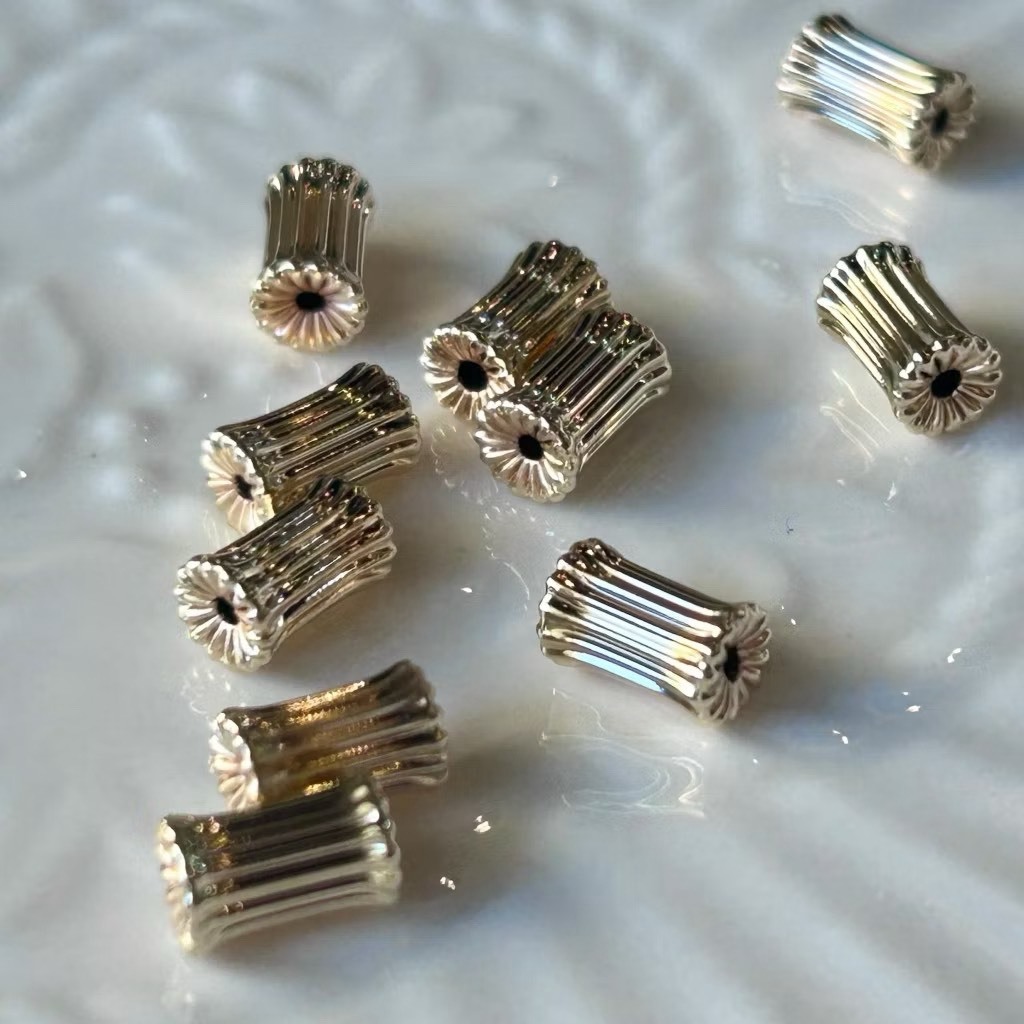 14K包金保色長南瓜柱隔珠 金/銀(10入)｜保色配件 DIY金屬材料