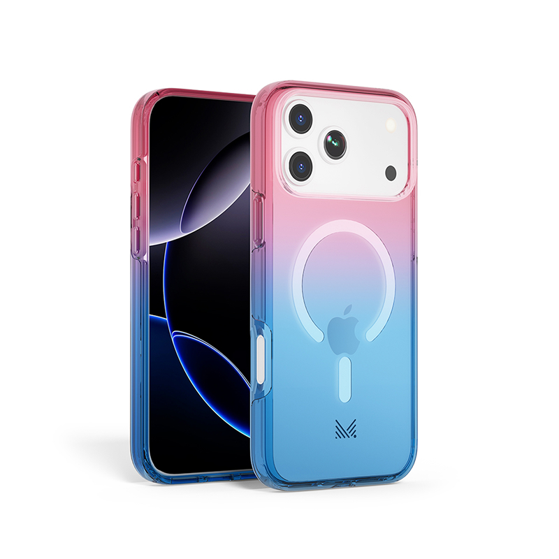 for iPhone 17 | ESSENTIALS｜ Magnetic Charging Compatible Shockproof Hybrid Case - Transparent Pink/Blue
