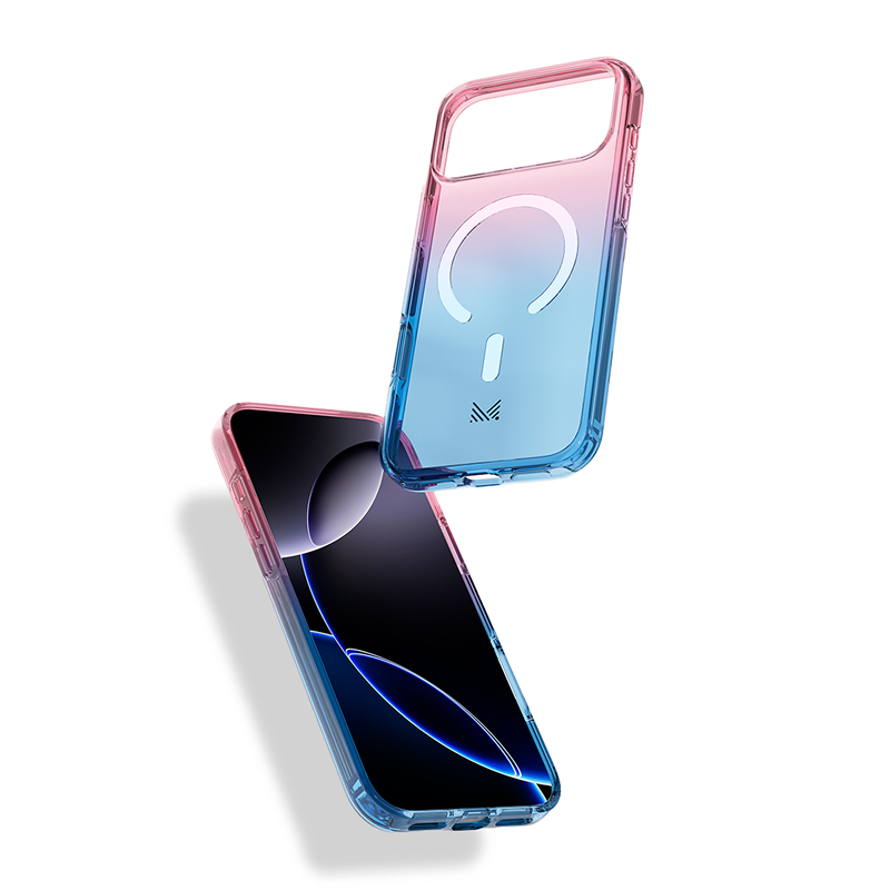 for iPhone 17 | ESSENTIALS｜ Magnetic Charging Compatible Shockproof Hybrid Case - Transparent Pink/Blue