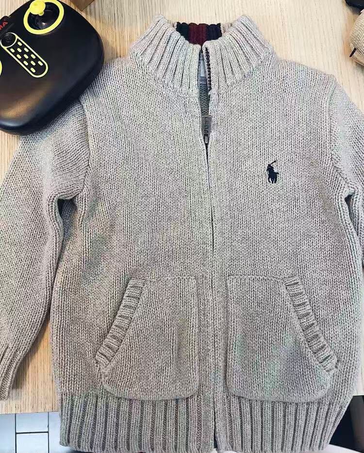 廠單 polo灰色拉鍊毛衣