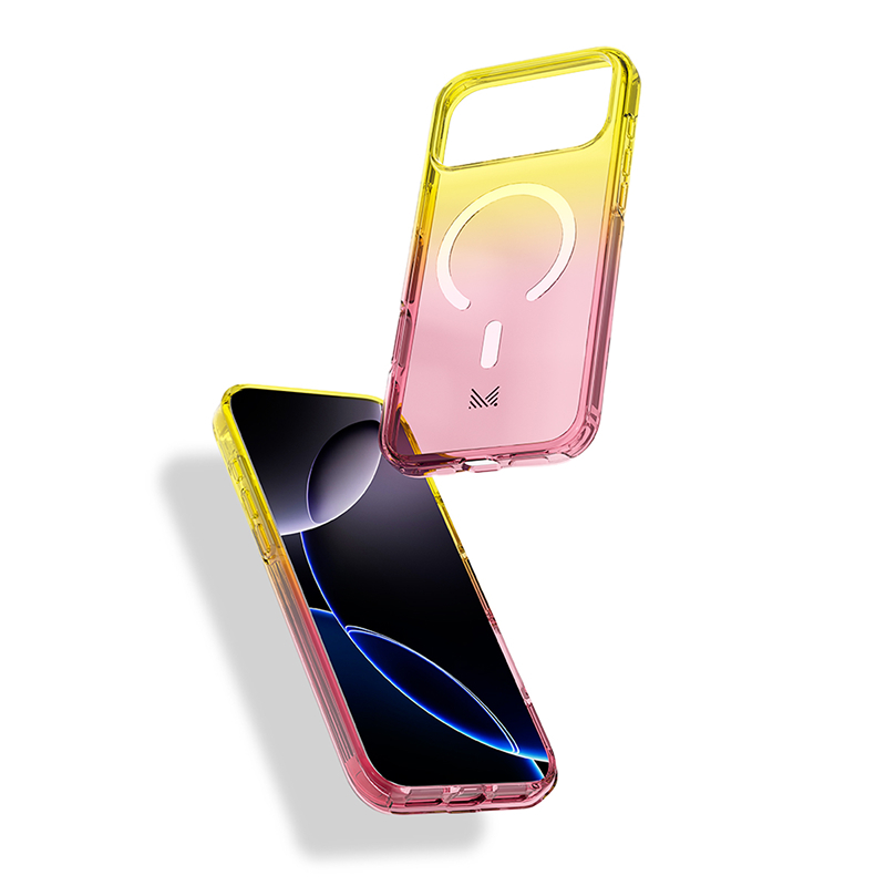 for iPhone 17 | ESSENTIALS｜ Magnetic Charging Compatible Shockproof Hybrid Case - Transparent Pink/Yellow