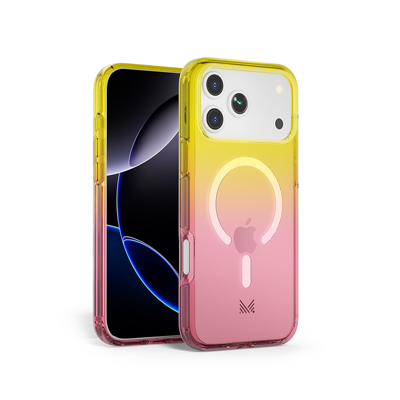 for iPhone 17 | ESSENTIALS｜ Magnetic Charging Compatible Shockproof Hybrid Case - Transparent Pink/Yellow