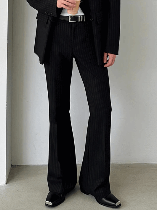 Classic striped flared trousers