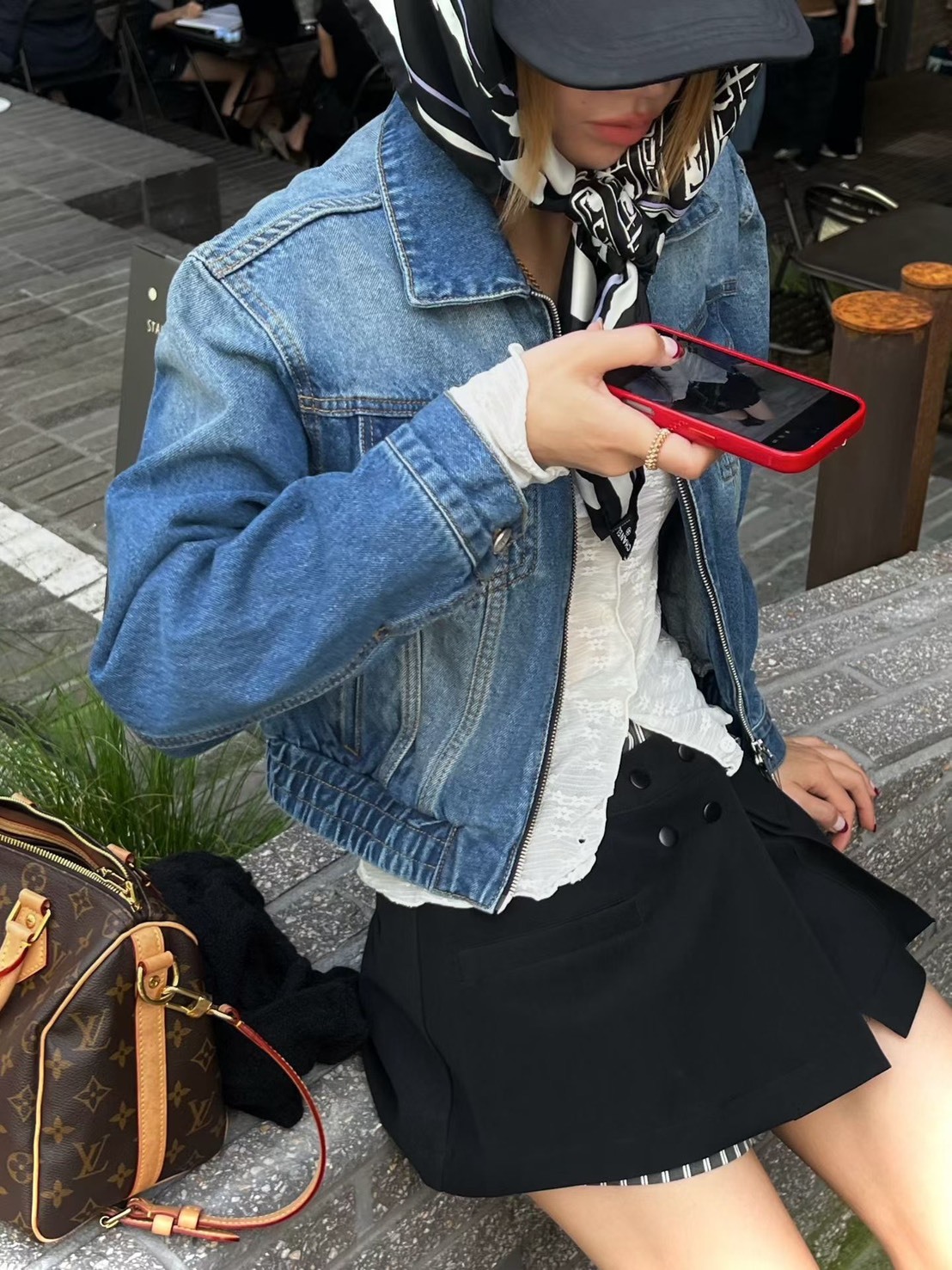 牛仔有領鬆緊襬外套
