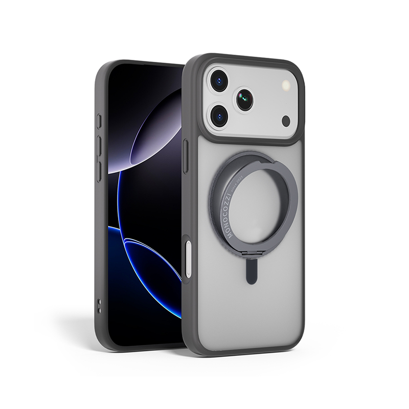 for iPhone 17 | #SAFEPROTECT | Magnetic Charging Compatible Rugged Defense Hybrid Case w/ rotatable ring - Grey