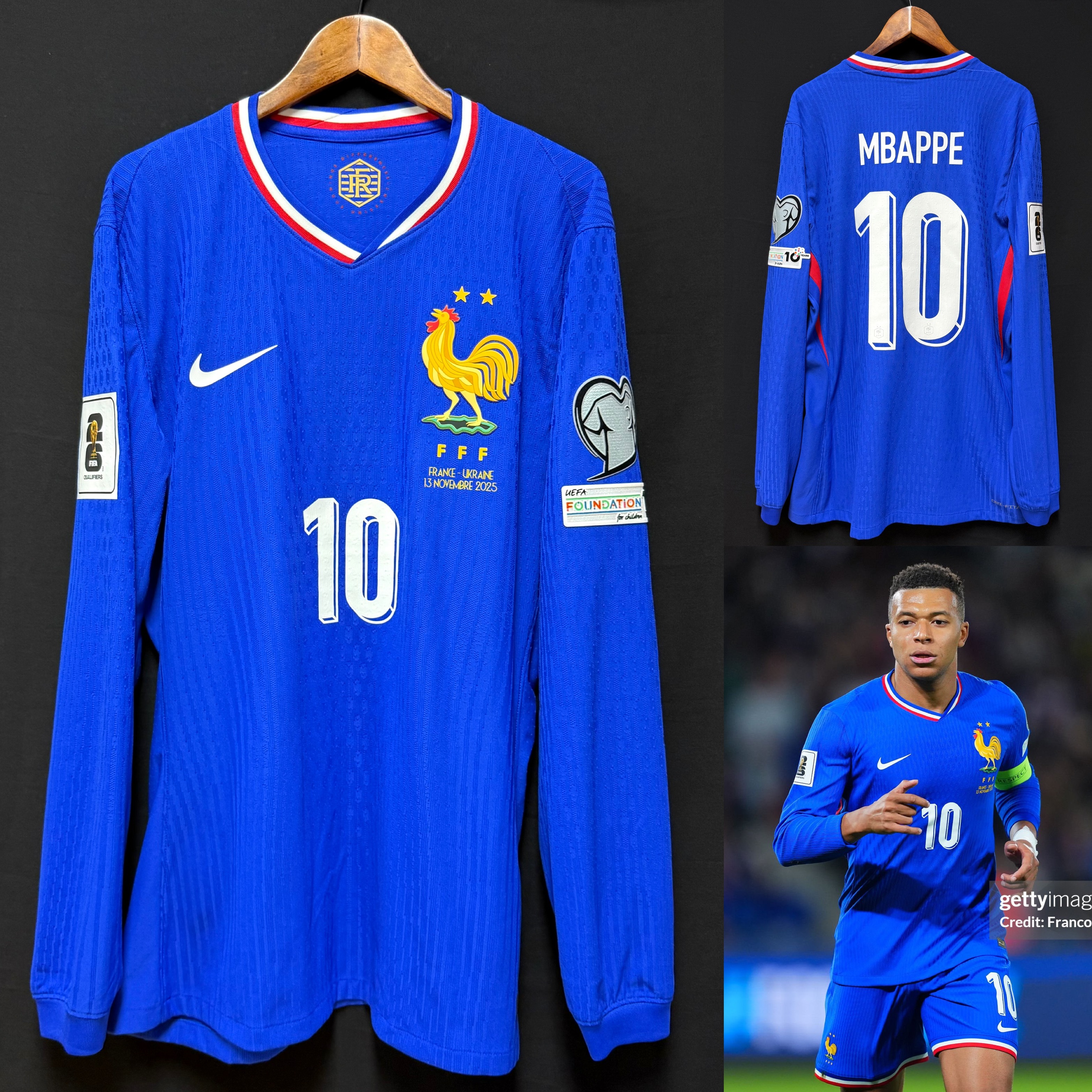 (Player Issue) France 2024-2025 Nike L/S Home Player Issue Shirt #10 MBAPPE