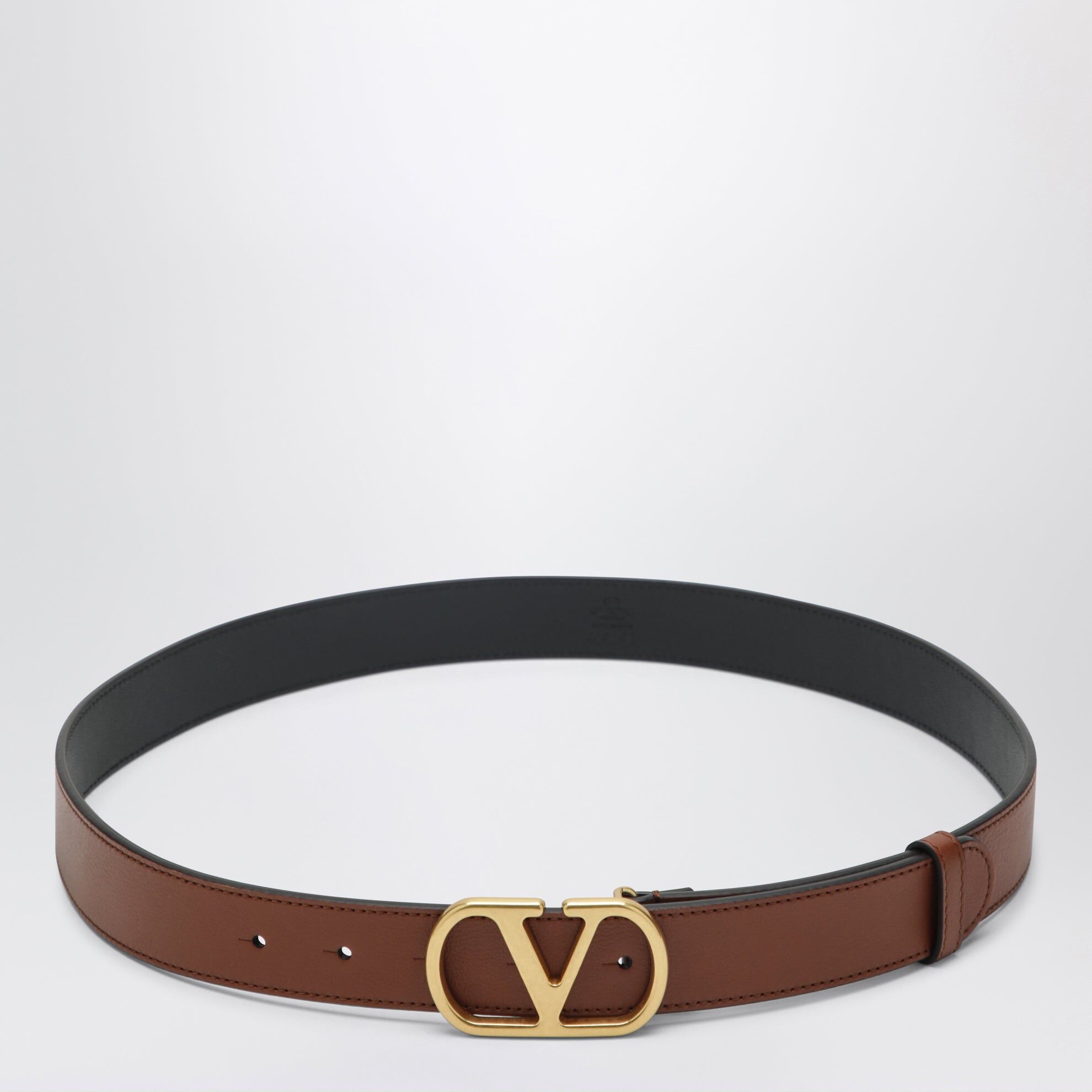 1FF0918-265 [VALENTINO] VLogo Signature 小牛皮腰帶 深焦糖色 #9W0T0SM3IYR (EU)