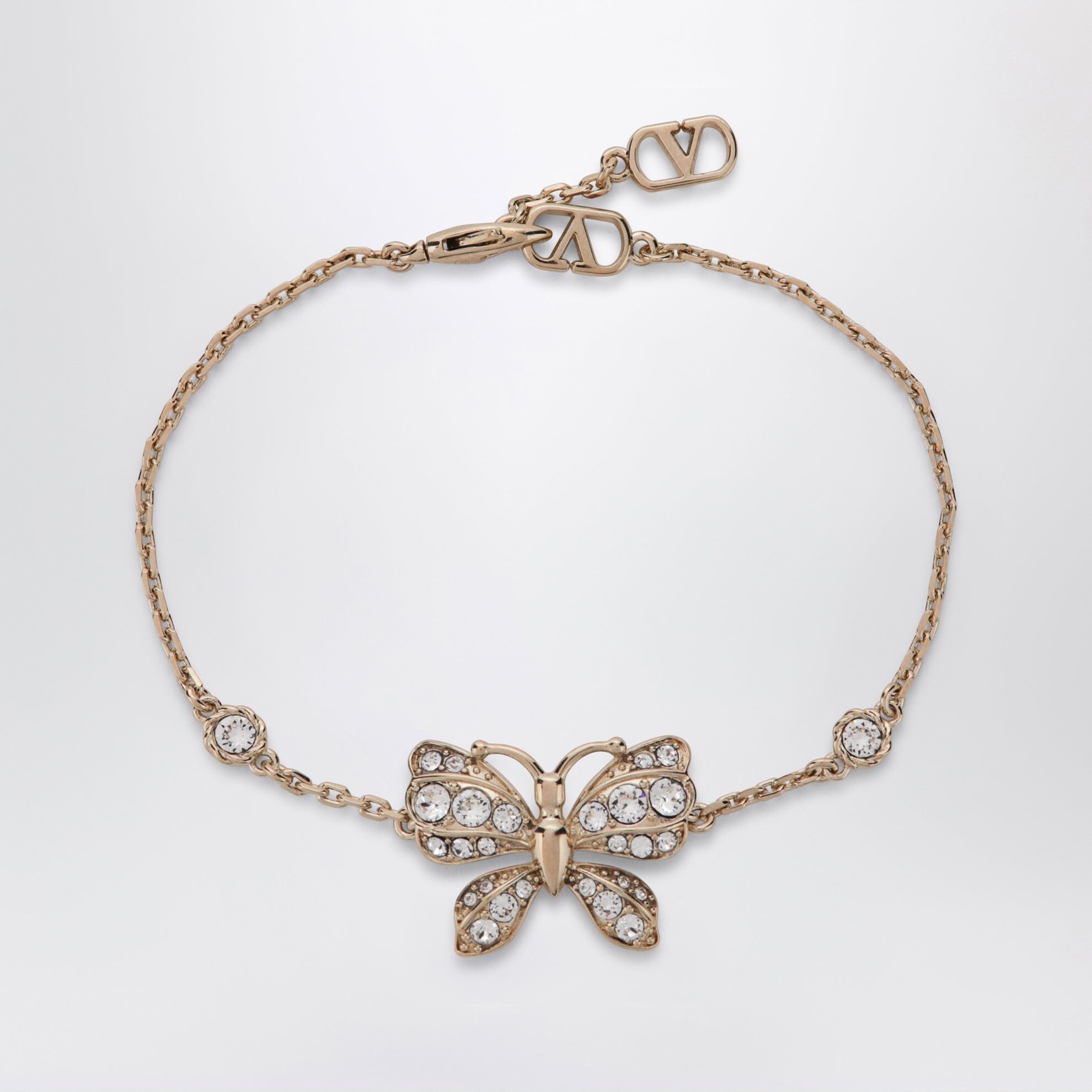1FF0918-273 [VALENTINO] 金色 Flutterby 金屬水晶手鏈 鉑金色/水晶 #9W0J0CB3YCW (EU)