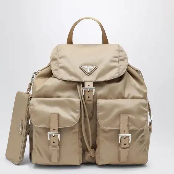 1FF0918-234 [PRADA] Re-Nylon 再生尼龍及 Saffiano 皮革駝色背包連小袋 #1BZ811OTMRV44 (EU)