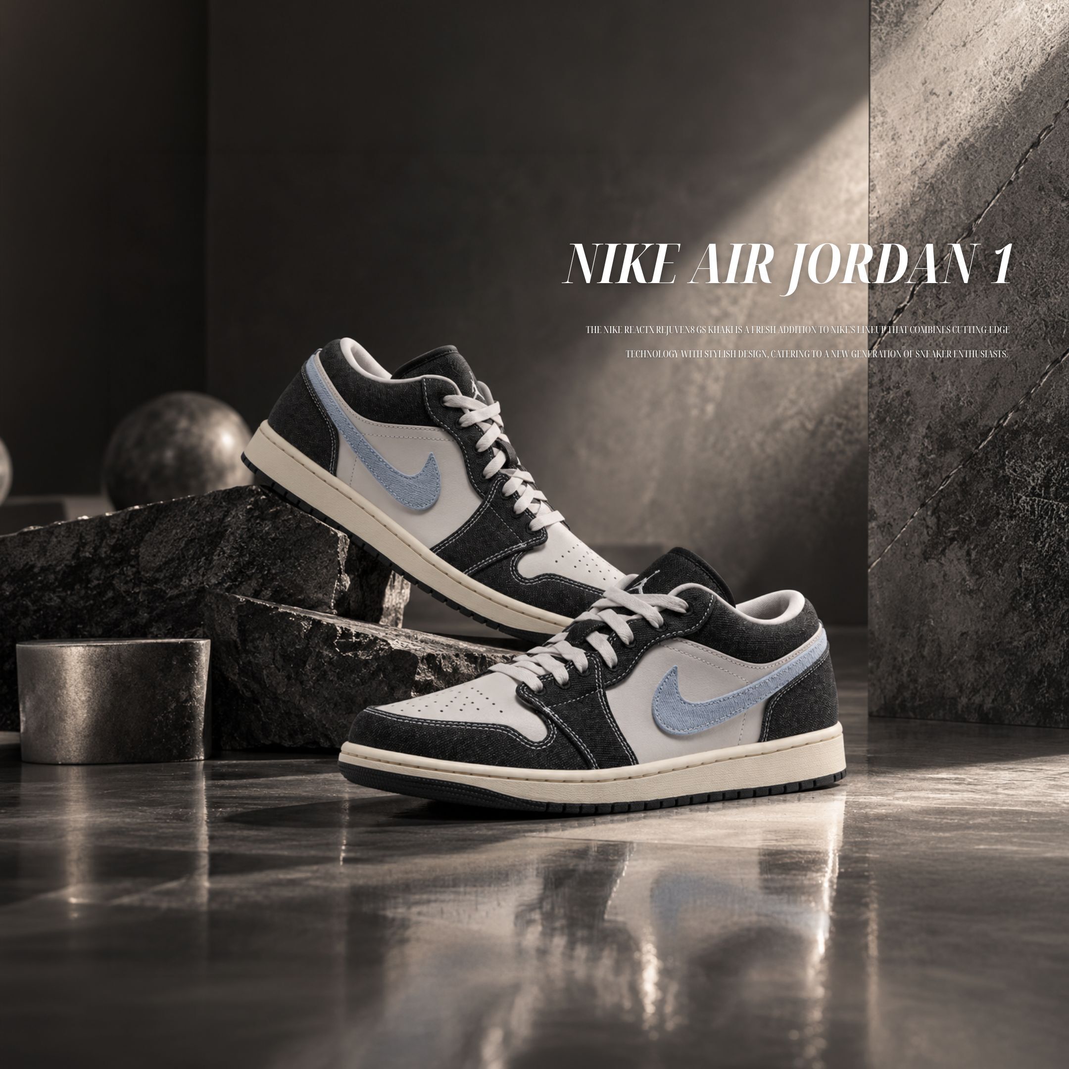 NICEDAY 代購 Nike Air Jordan 1 Low 月光灰 灰藍 月亮 霧霾灰 丹寧 縫線 復古 月光丹寧 JA4395-041