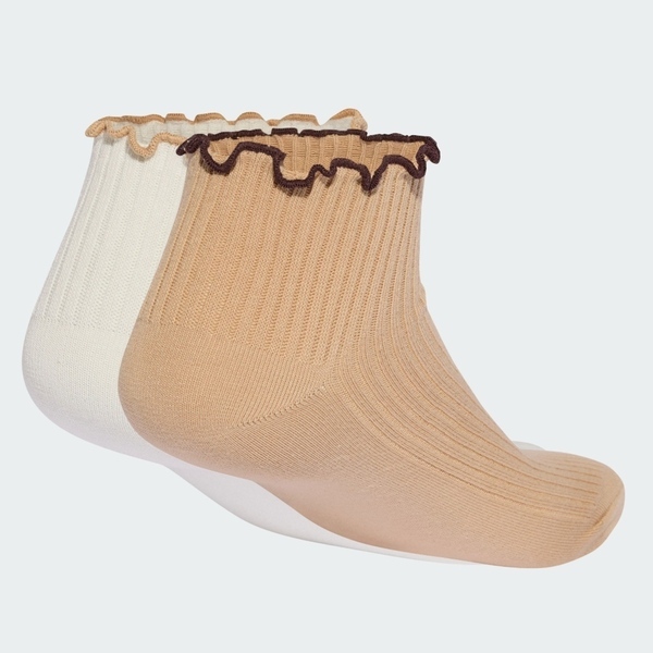 Adidas 愛迪達 Ruffle 1/4 S 2p KR1552 女 短筒襪 兩雙入 荷葉邊 白 奶茶