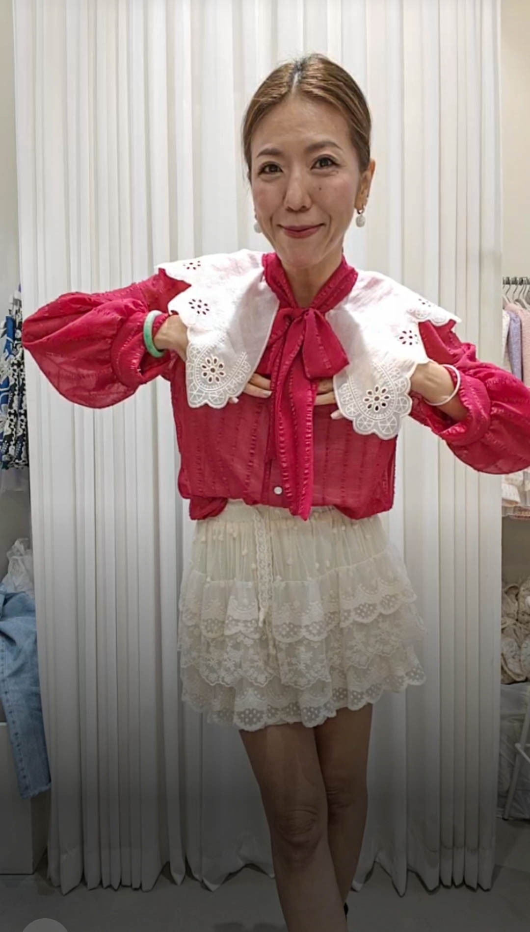 💍K6384  ▶️大領子+大蝴蝶結上衣 👉B:110cm L:56cm