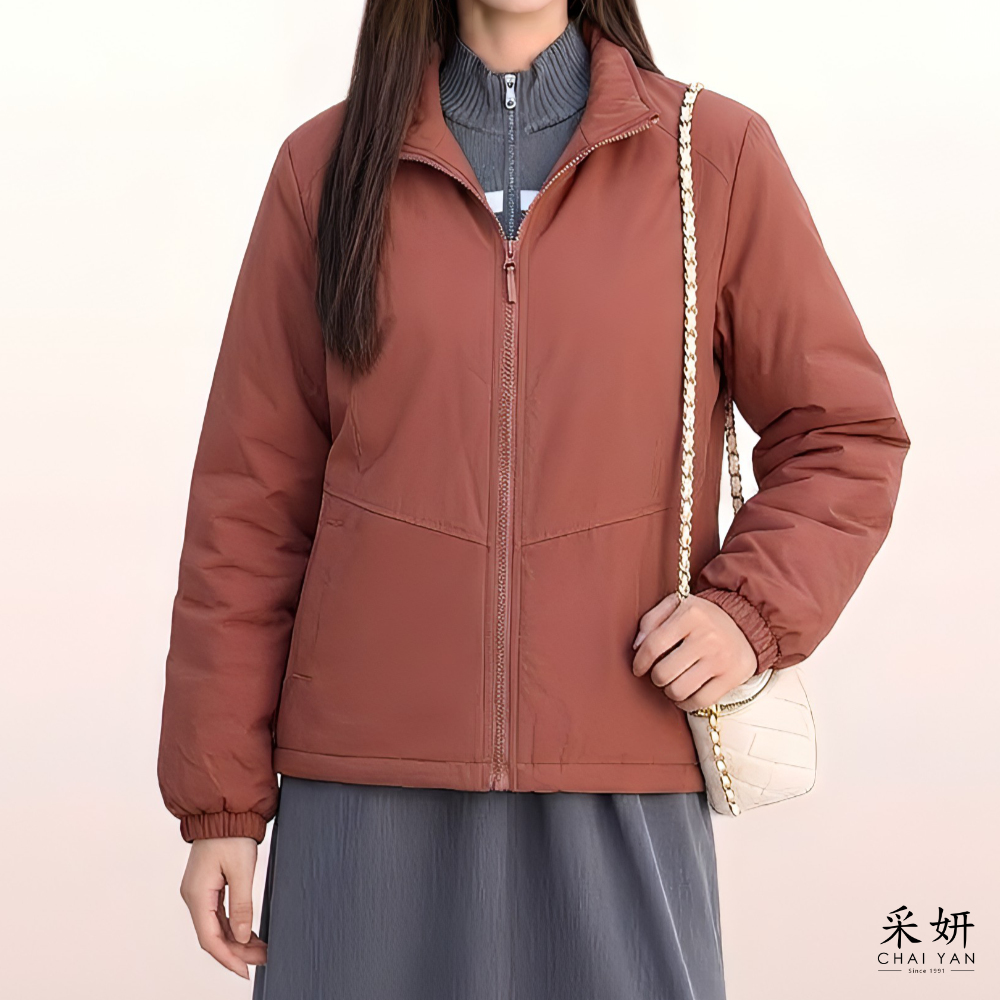 超輕黃金暖絨立領拉鍊外套