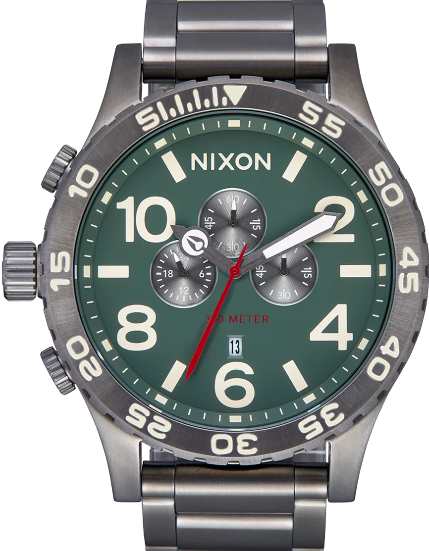 萬年鐘錶 - NIXON 尼克森 THE 51-30  CHRONO 森林綠色面盤大錶徑計時碼表系列男錶 300M防水 A1389-5157 錶徑51MM