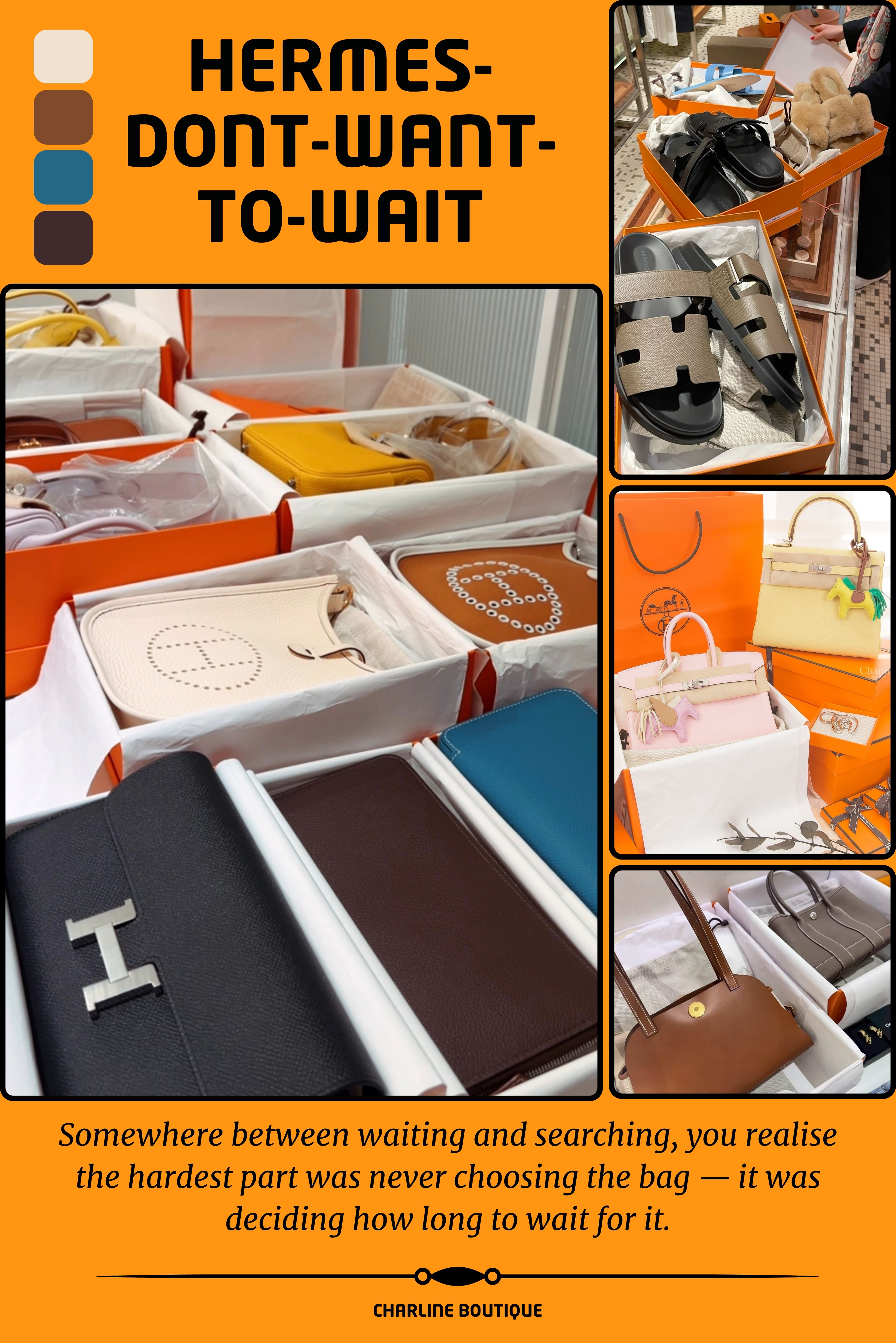 Hermès 多色皮件、包款與鞋款第一方實拍拼貼|Charline Boutique