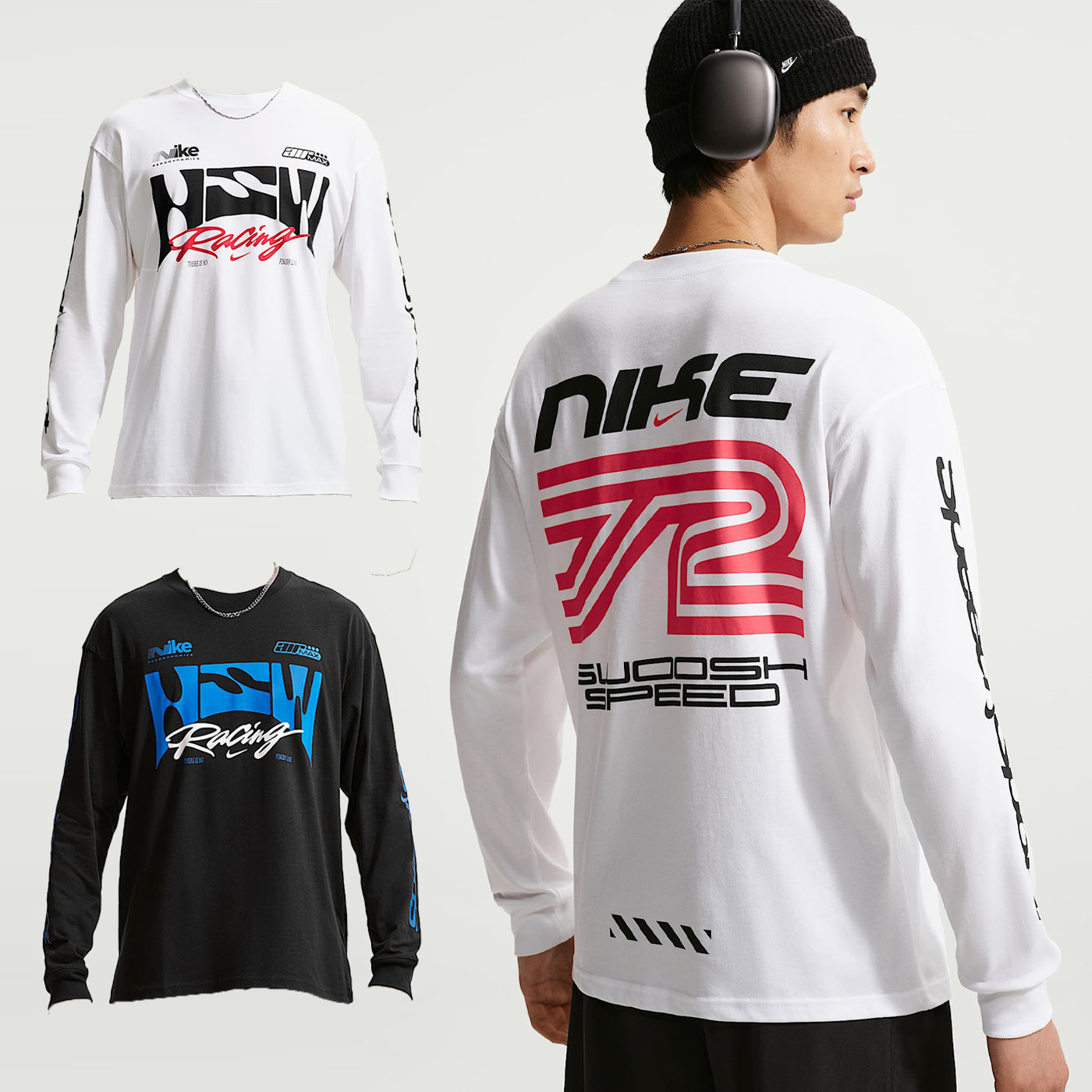 男款 NIKE AS U NSW TEE LSE LS SWOOSH SPE 白色 黑色 寬鬆 印花 純棉 休閒 長T【IM3782】NKTF