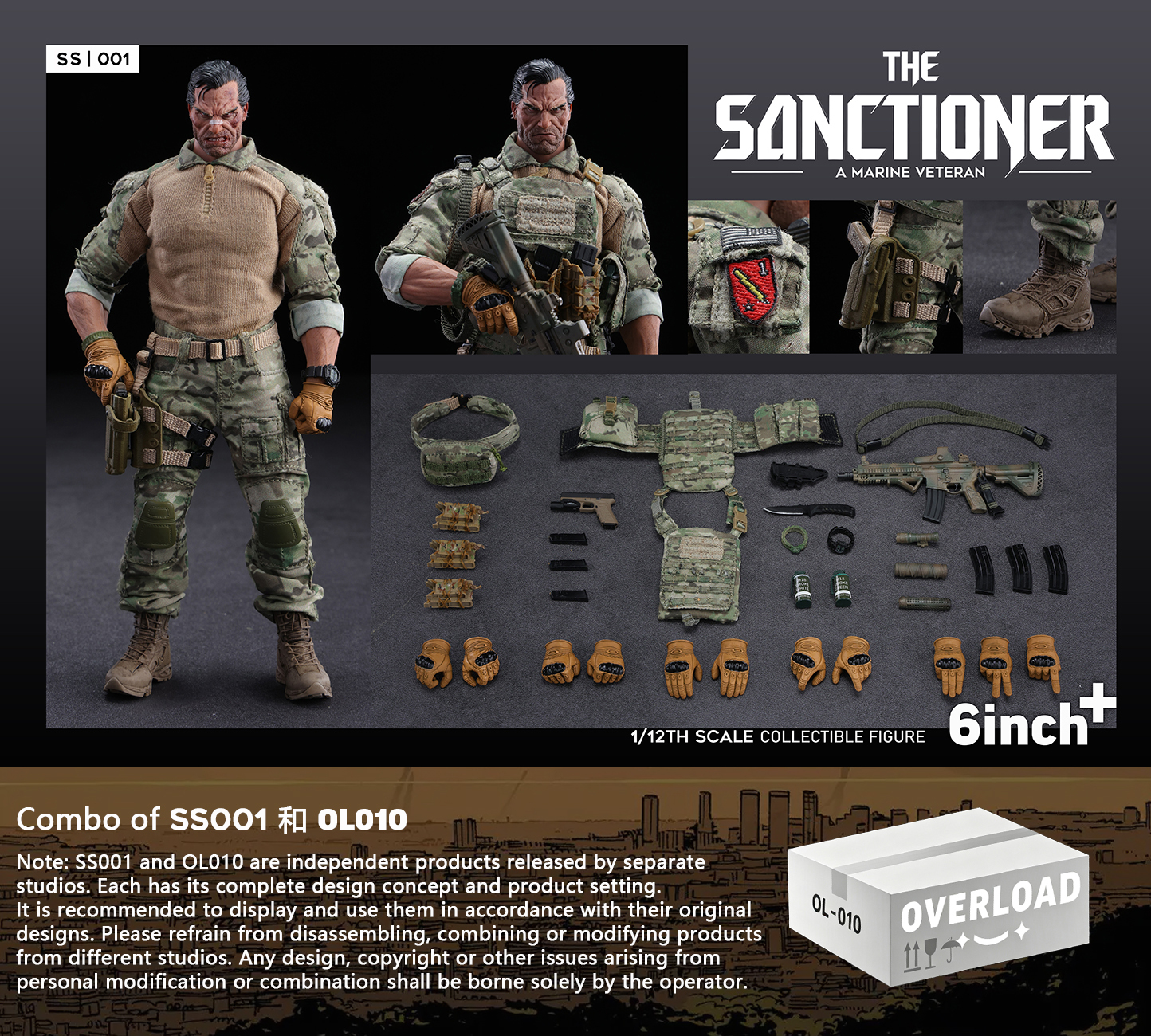 (Pre-Order) 6 Inch+  1/12 The Sanctioner Action Figure (SS001) + KIT Pack (OL-010)